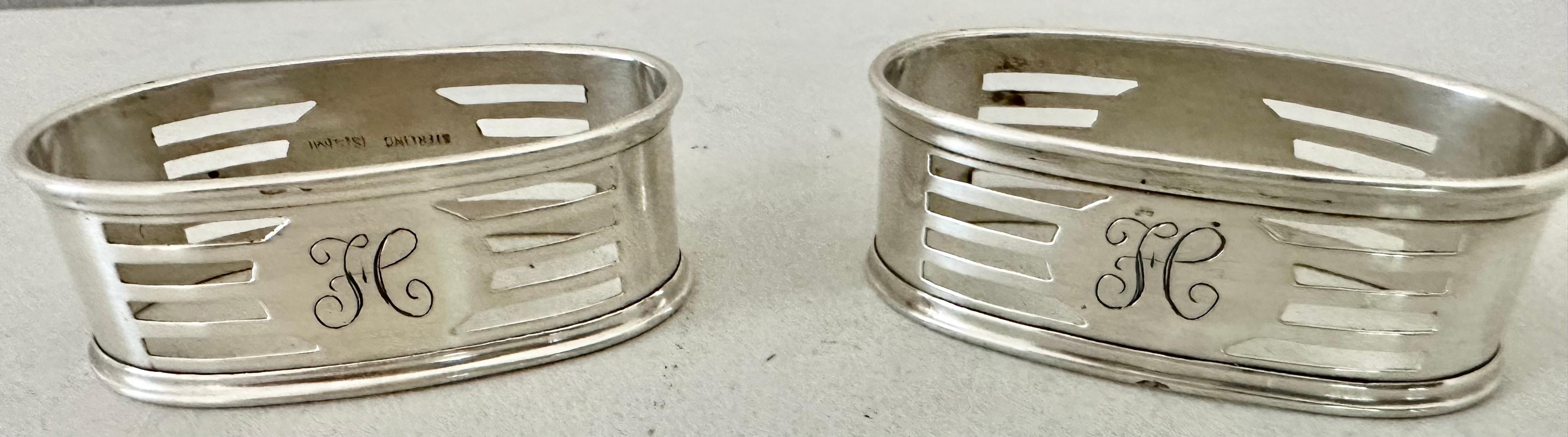 Regency Two Antique Sterling Napkin Rings with 