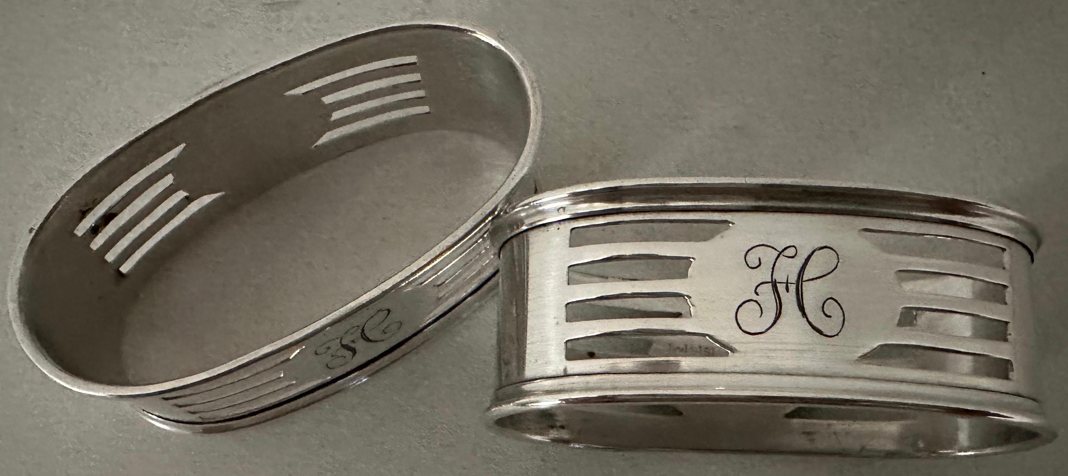 Two Antique Sterling Napkin Rings with 