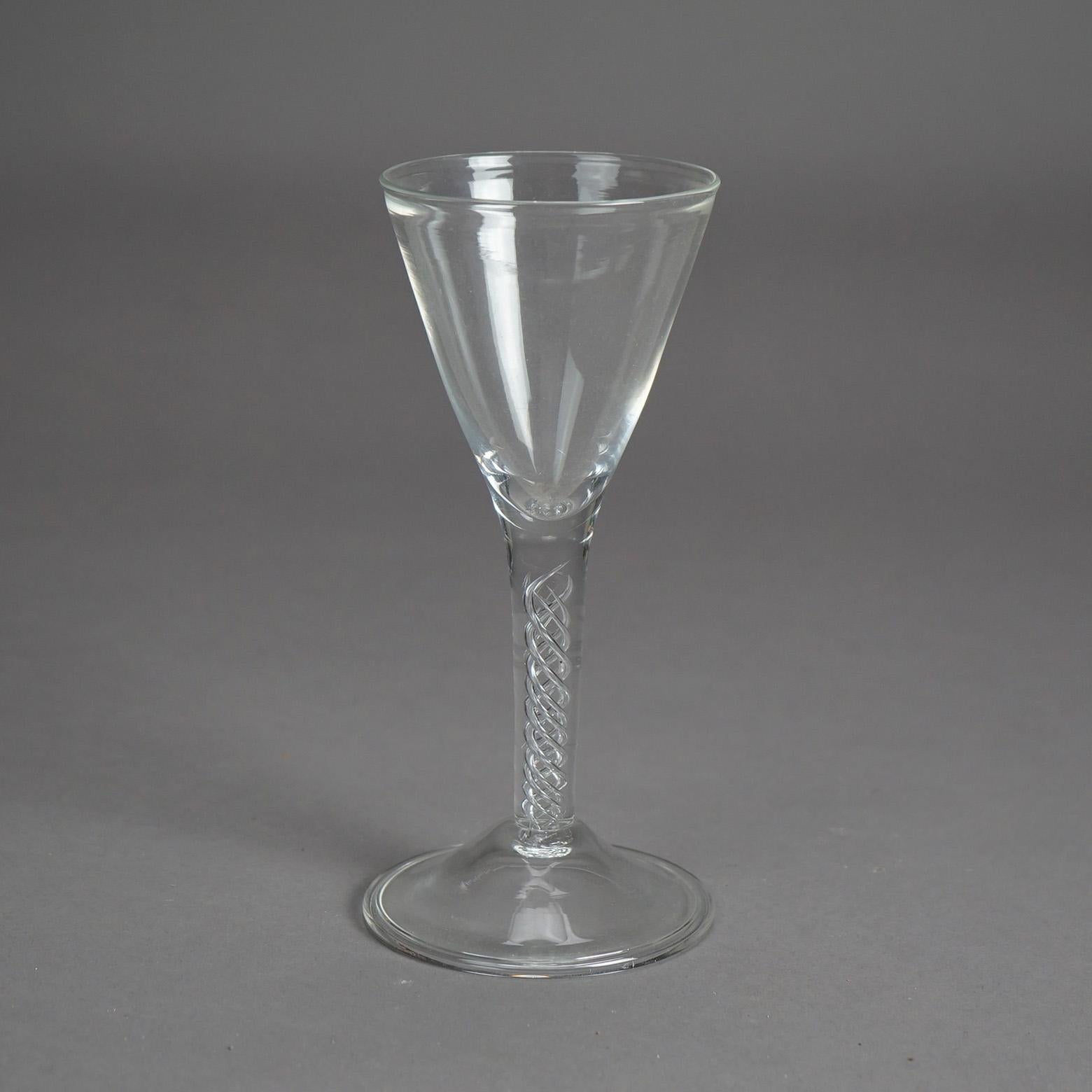 20th Century Two Antique Steuben Colorless Threaded Art Glass Stemware Circa 1920