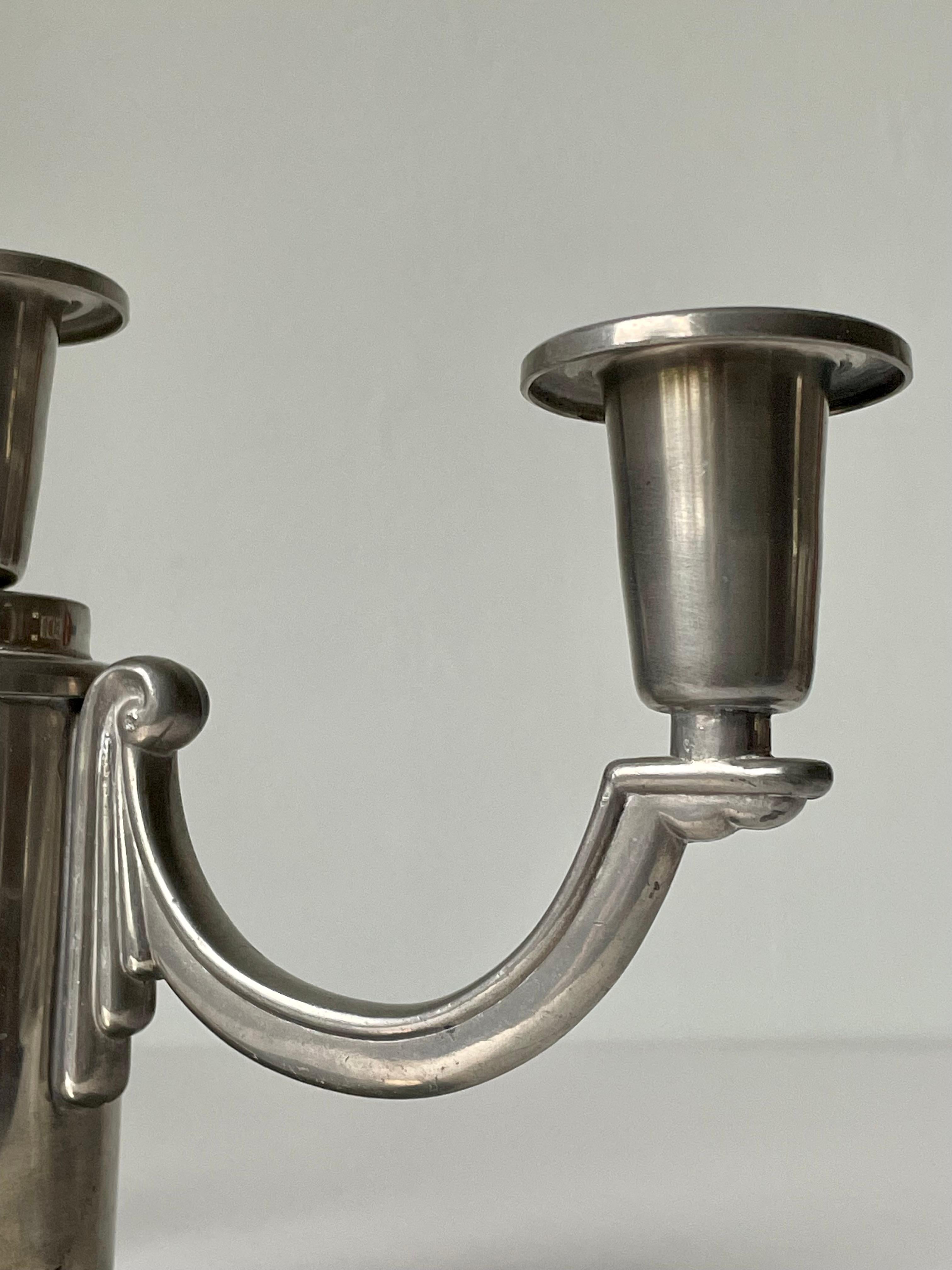 1930s Svenskt Tenn Pewter Pair of Candelabras, Sweden 4