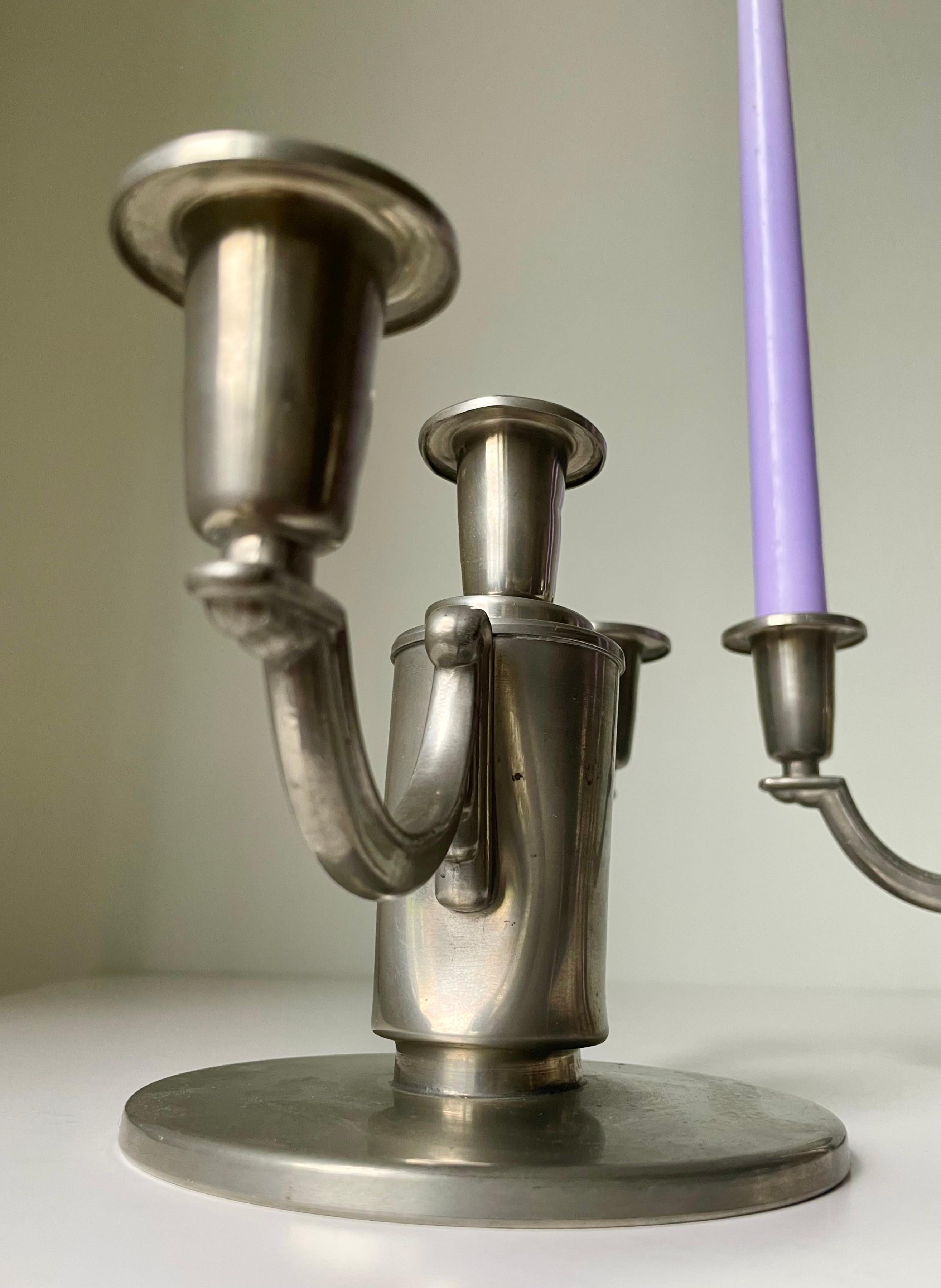 Tin 1930s Svenskt Tenn Pewter Pair of Candelabras, Sweden