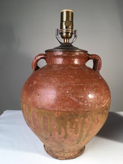 Two Antique Terracotta Jars as Table Lamps