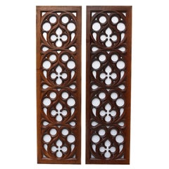 Two Antique Victorian Carved Oak Panels