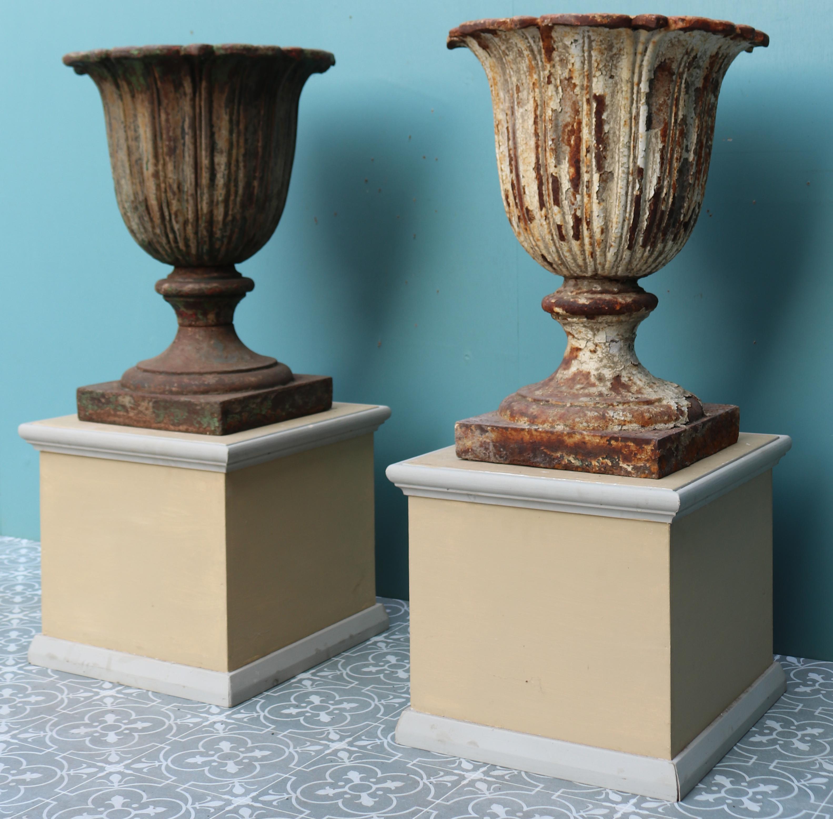19th Century Two Antique Victorian Cast Iron Urns