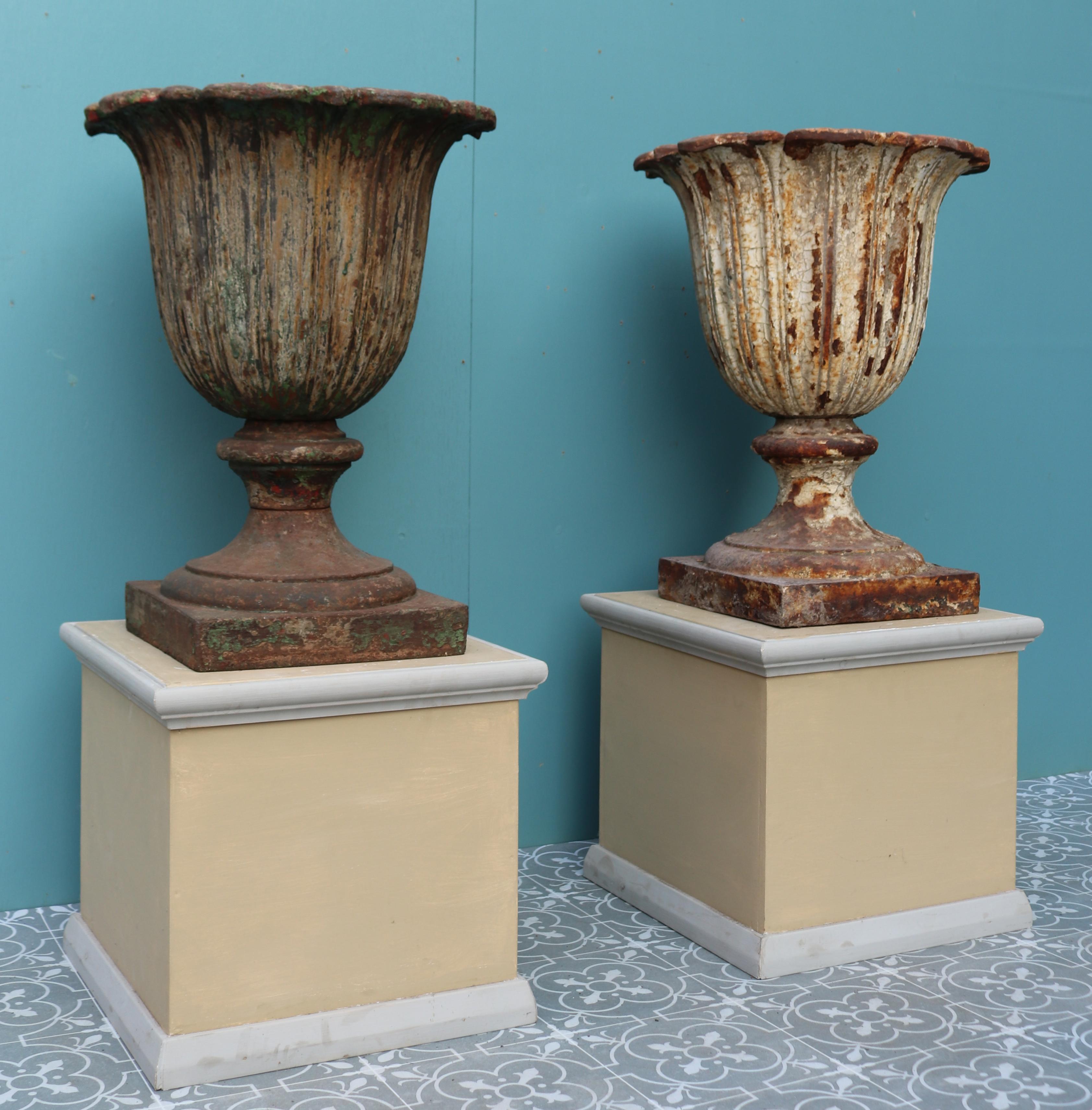 Two Antique Victorian Cast Iron Urns 1