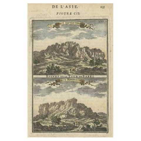 Two Antique Views of the Ruins of the Tower of Babel, Babylon, 1683