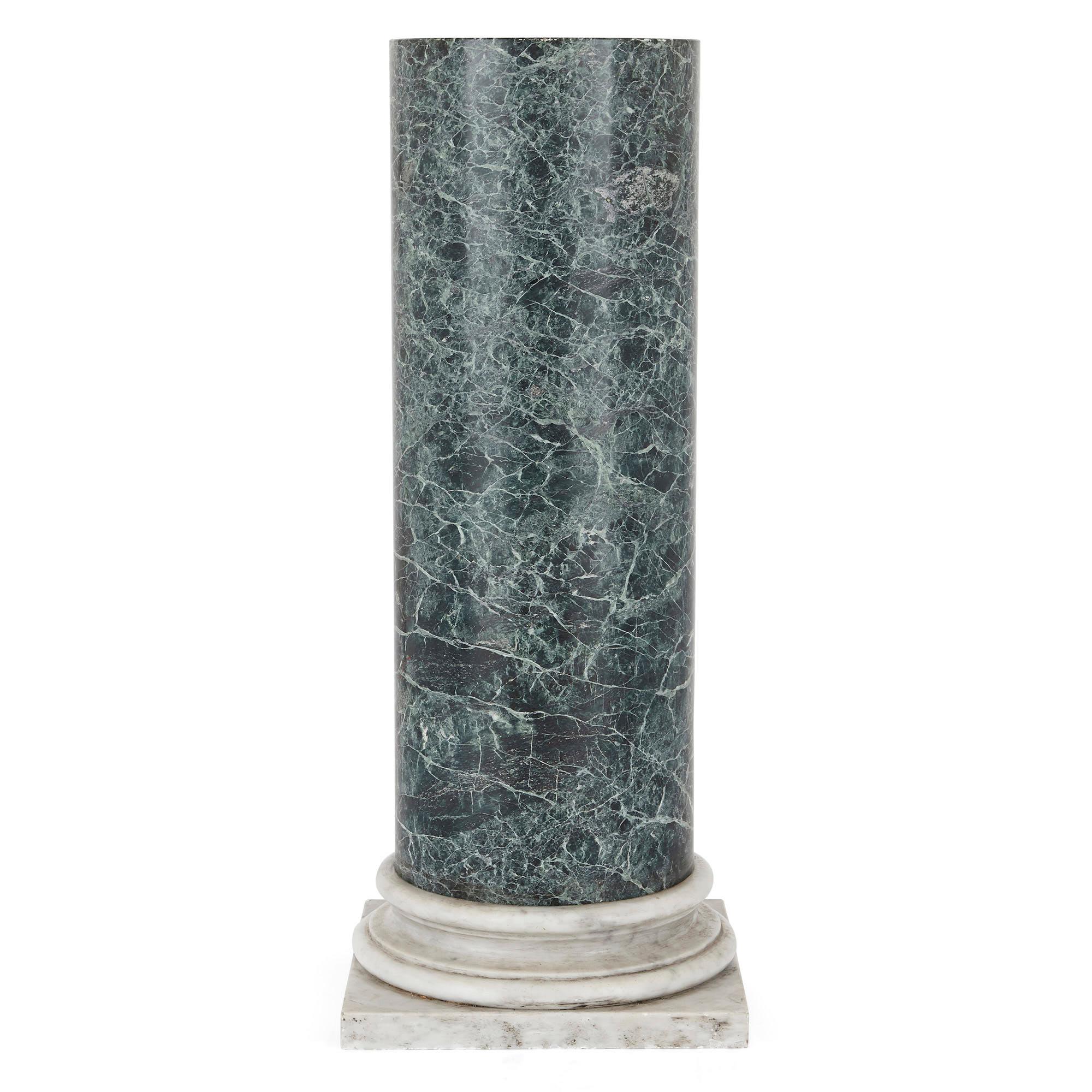 These beautiful pedestals were created in Italy in the 19th Century. They are designed in the style of classical Roman columns which are half-length. The items will make superb display stands for works of decorative or fine art, such as vases,