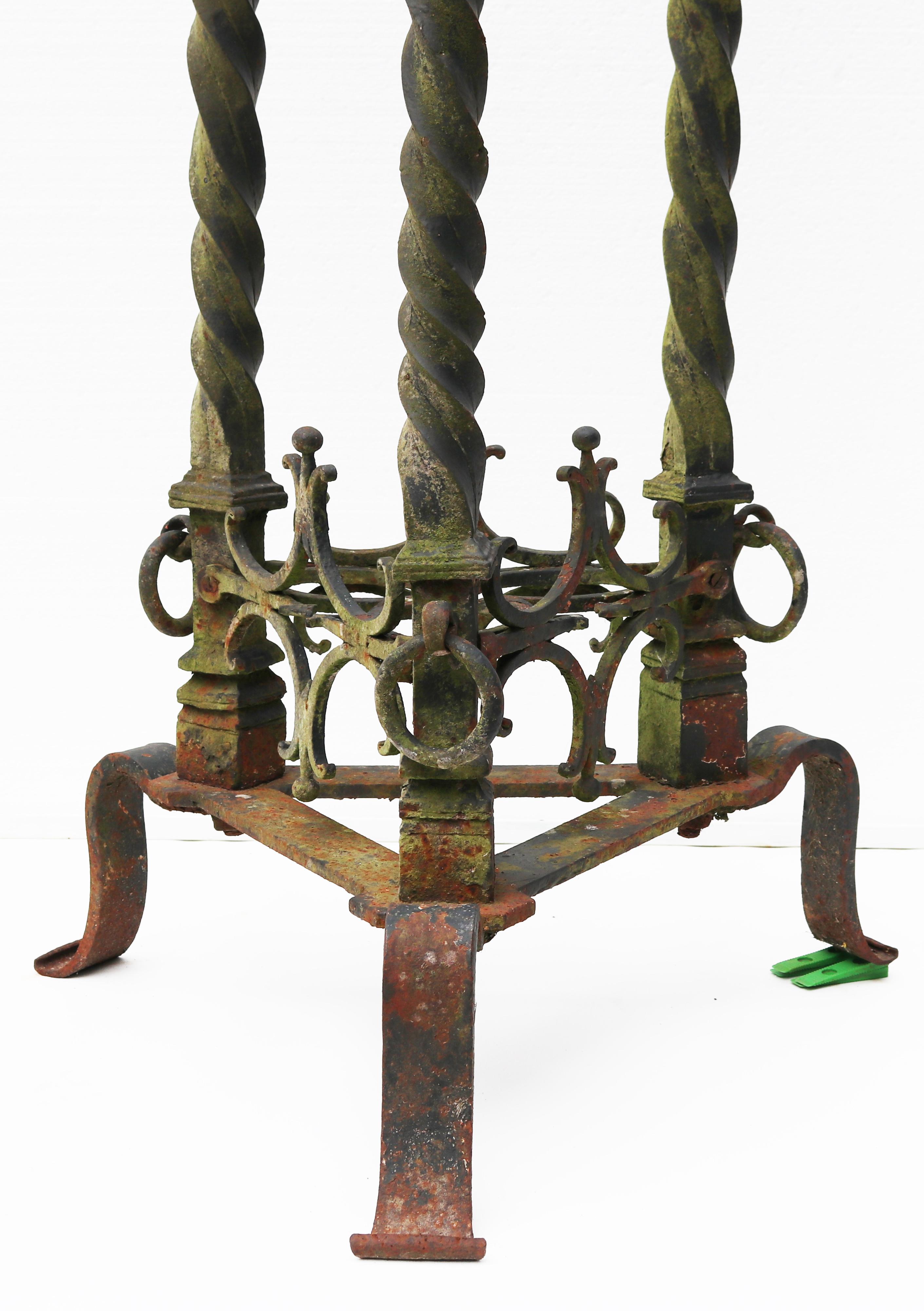 19th Century Two Antique Wrought Iron lamp Stands For Sale