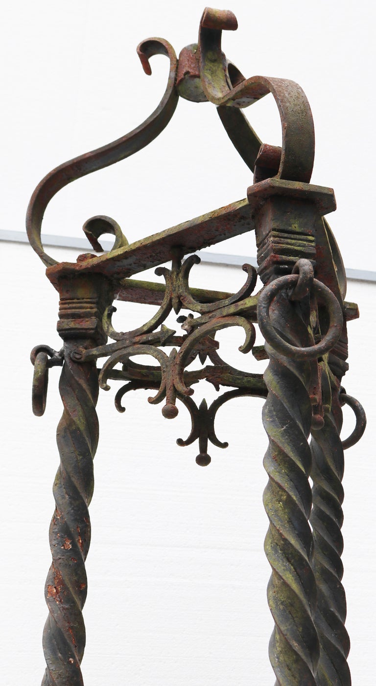 Two Antique Wrought Iron lamp Stands For Sale at 1stDibs