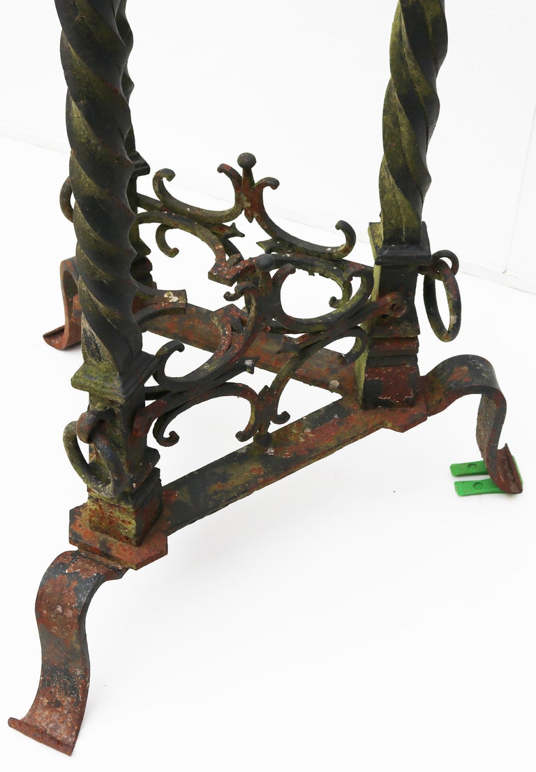 Two Antique Wrought Iron lamp Stands For Sale at 1stDibs