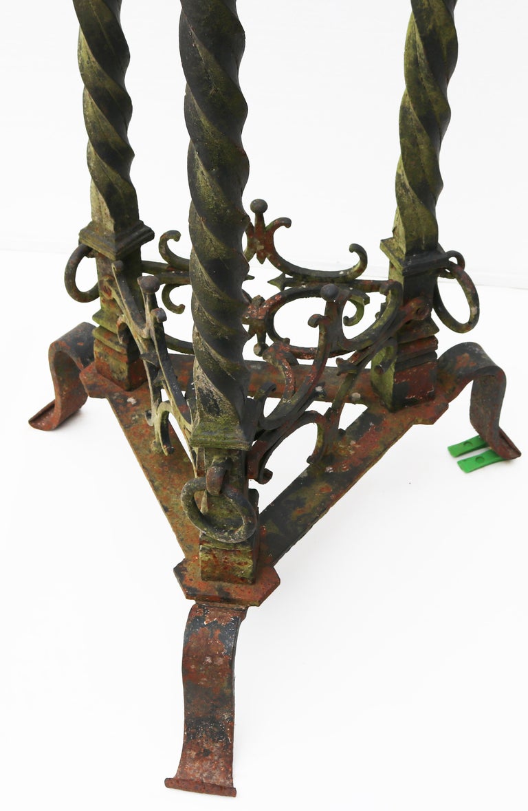 Two Antique Wrought Iron lamp Stands For Sale at 1stDibs