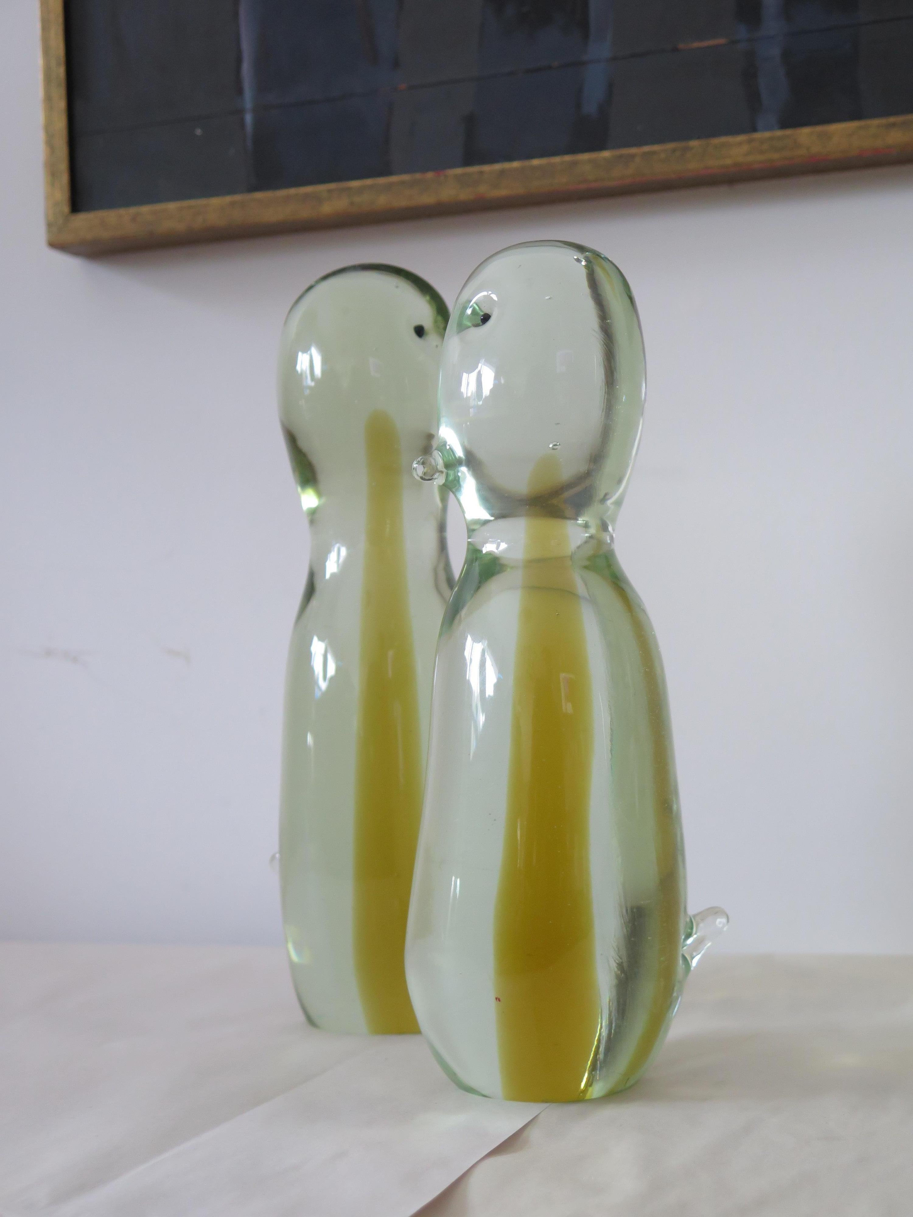 Dos pingüinos escultura de cristal de Murano de Antonio da Ros Cenedese Vidrio artístico en venta