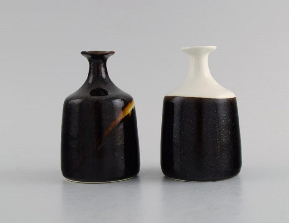 Scandinavian Modern Two Arabia Vases in Glazed Stoneware, Finnish Design, 1960s/70s
