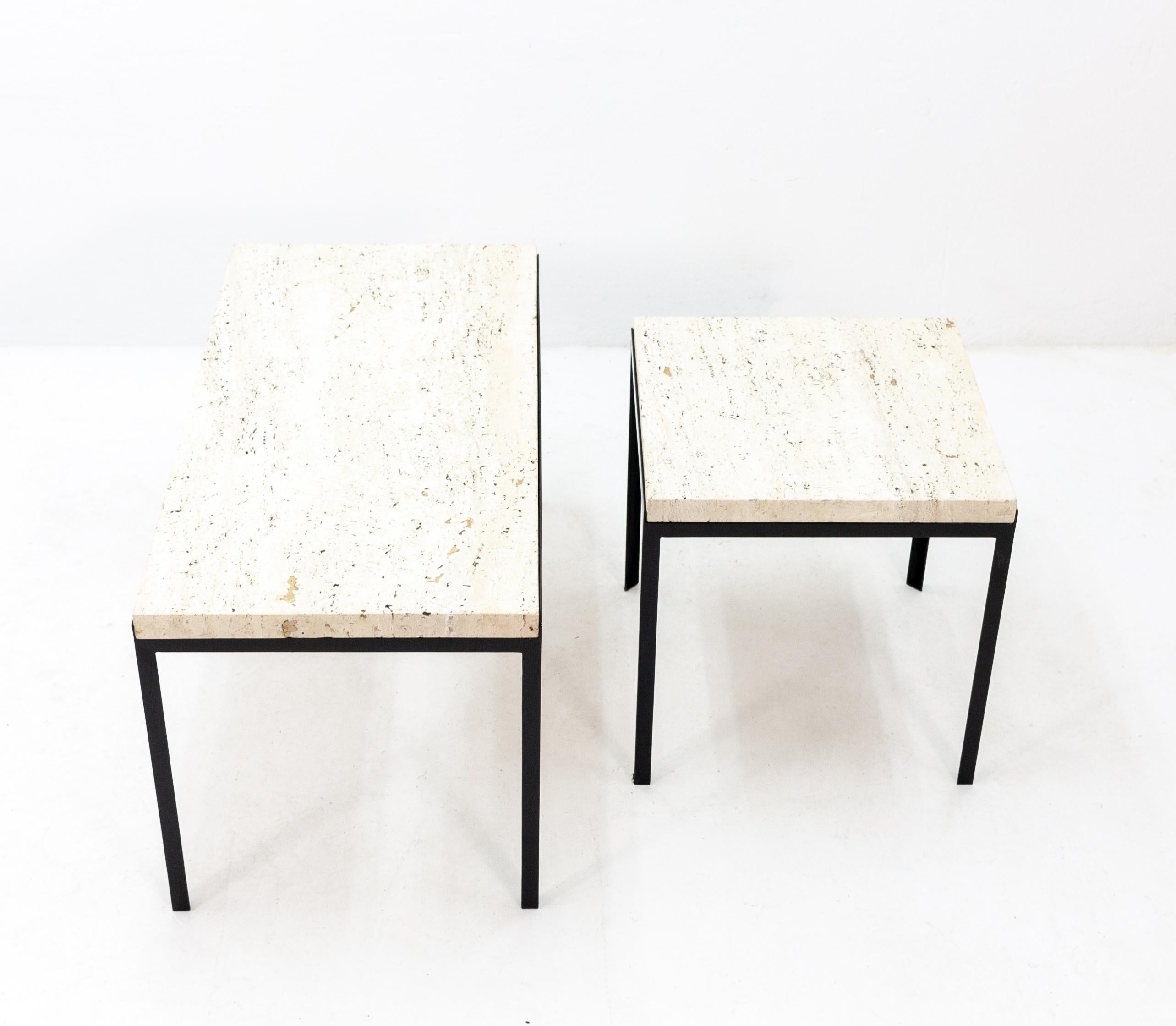 Modern Two Archi Travertine Tables