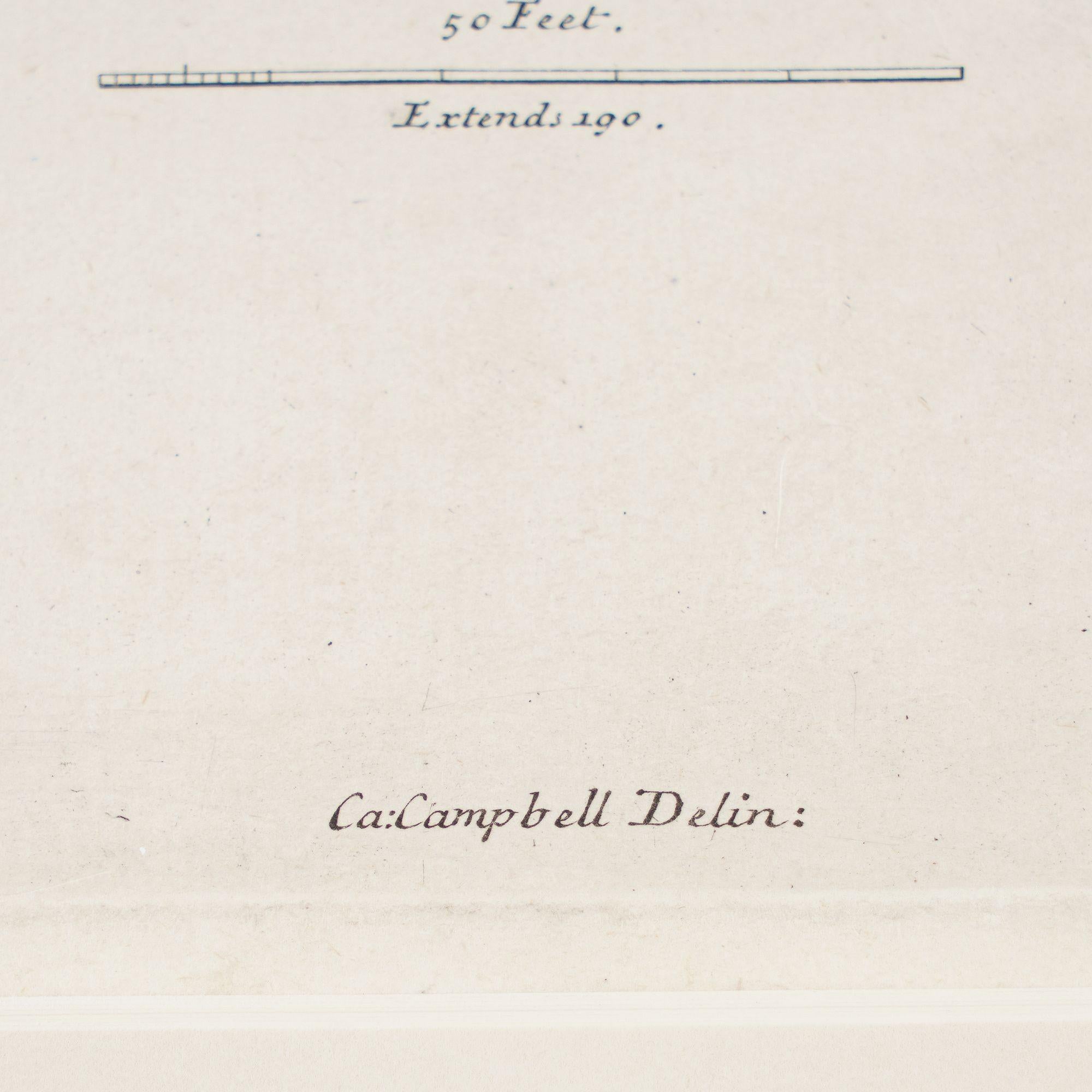 Carta Due incisioni architettoniche da Vitruvius Britannicus di Colen Campbell, 1725 in vendita