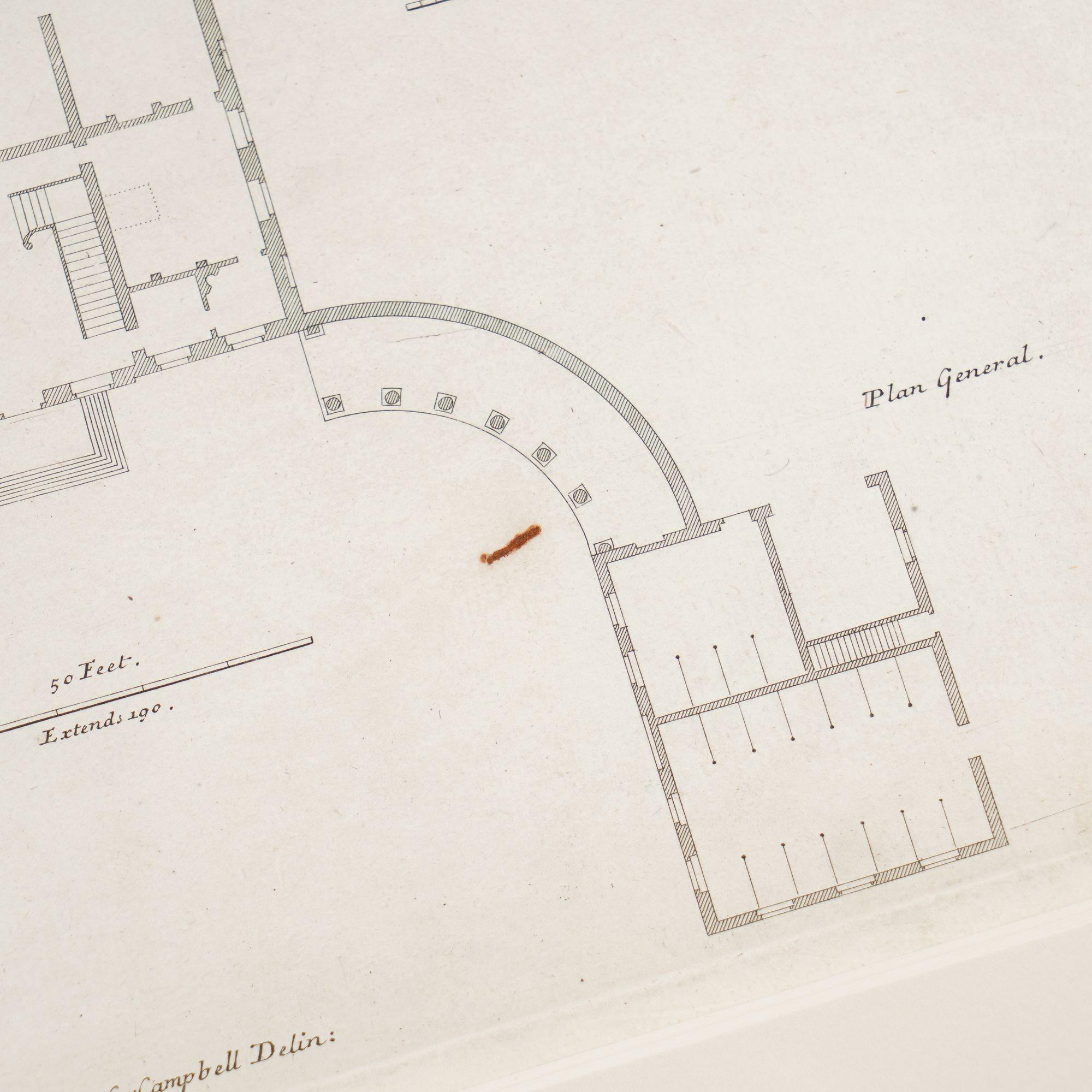 Due incisioni architettoniche da Vitruvius Britannicus di Colen Campbell, 1725 in vendita 2