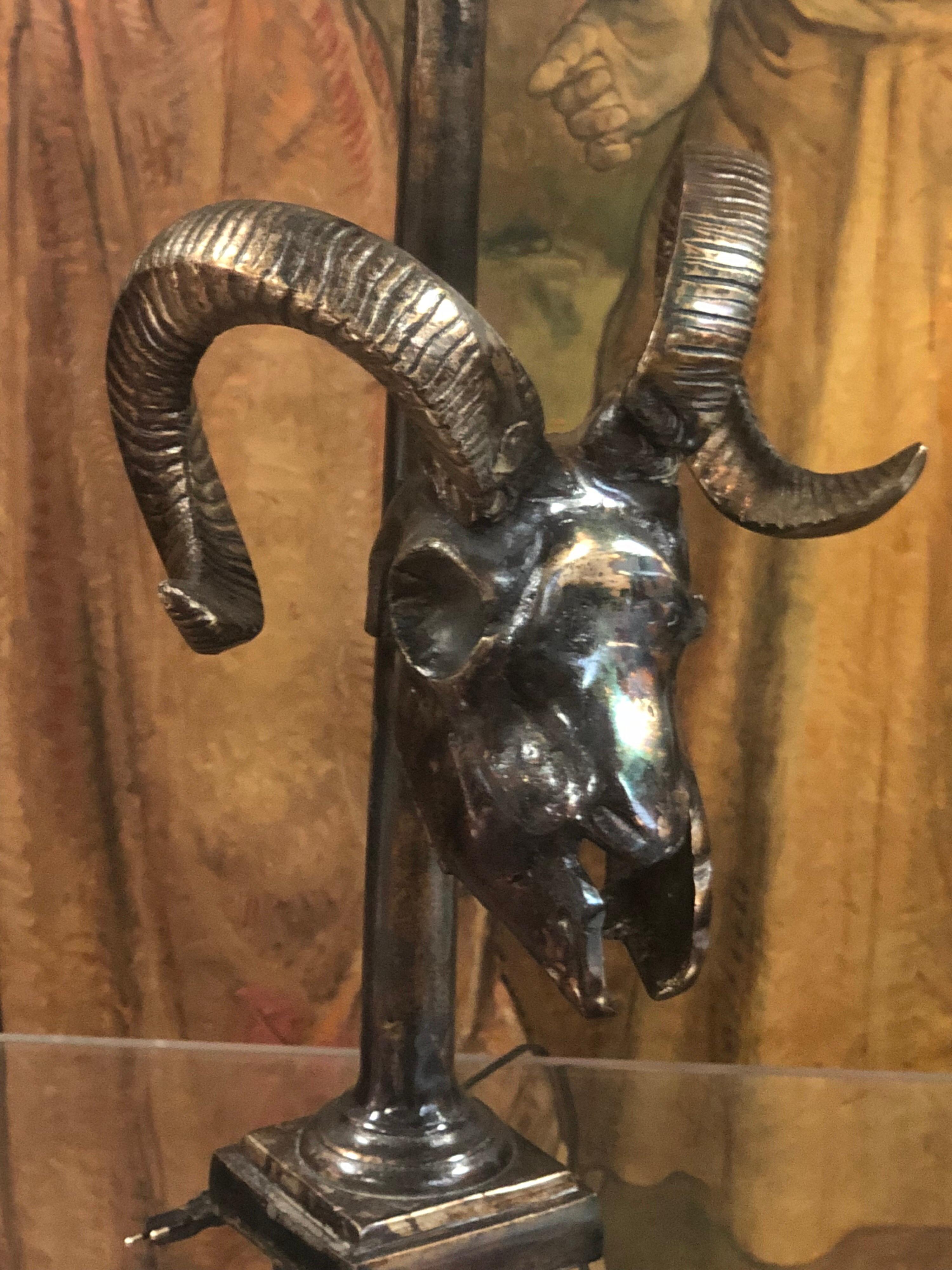 Two Aries Skull Ram Lamps Mid-Century Modern, France In Excellent Condition In Sofia, BG