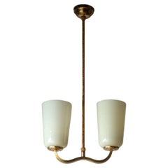 Two-Arm Brass and Glass Pendant, 1930s