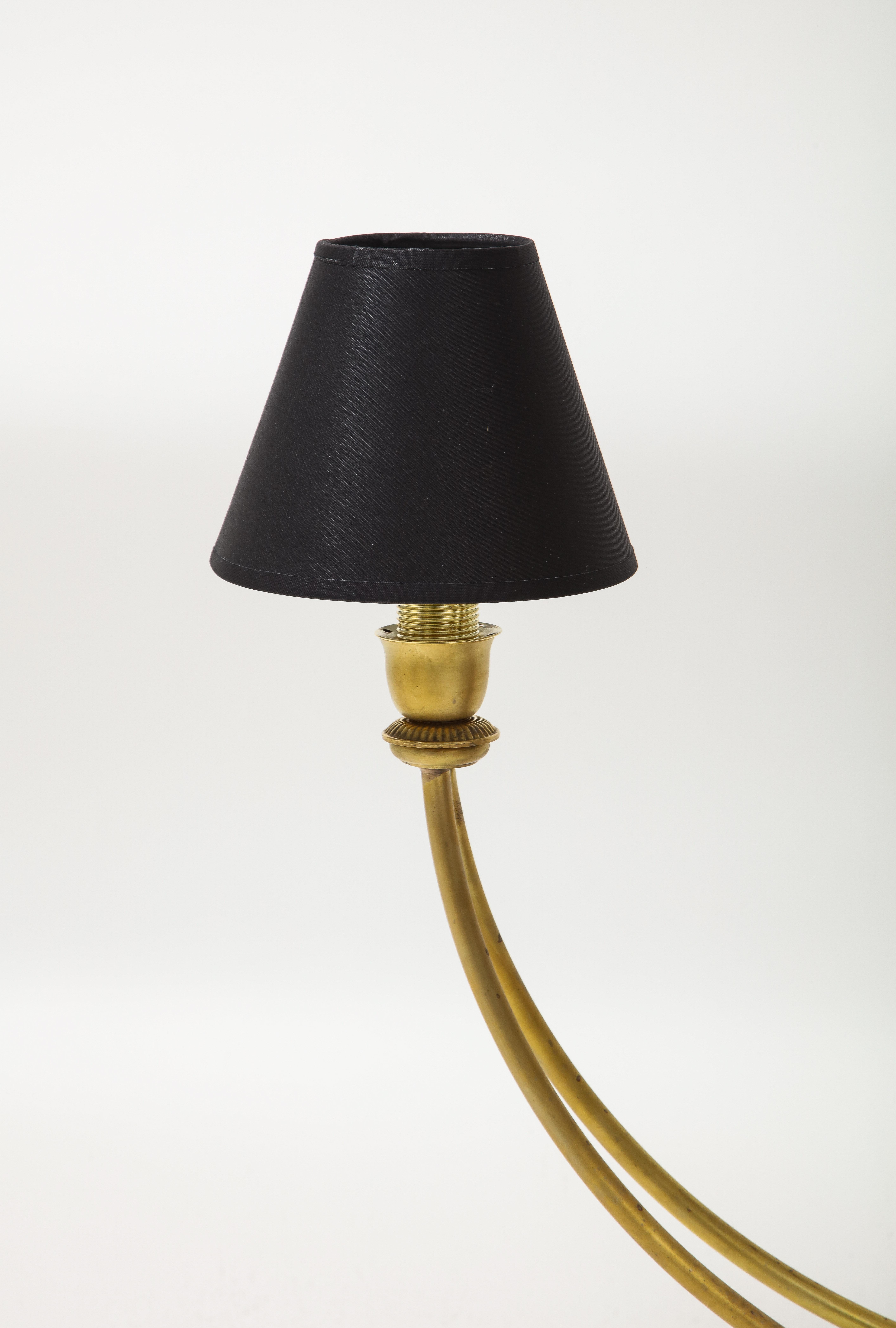 Italian Two Arm Murano Glass Ball Lamp With Brass Arms For Sale
