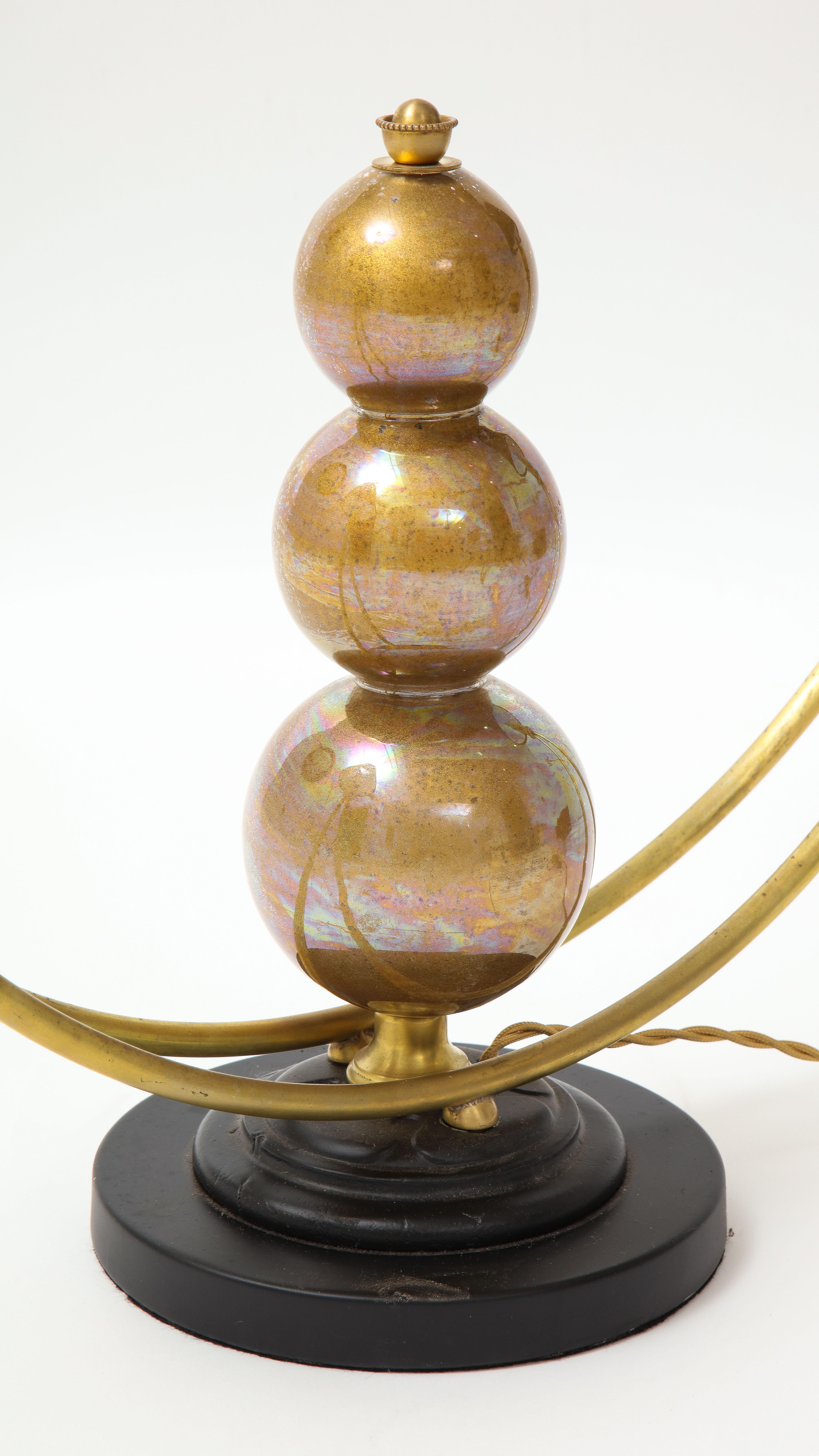 Lampe à deux bras en verre de Murano avec bras en laiton en vente 1