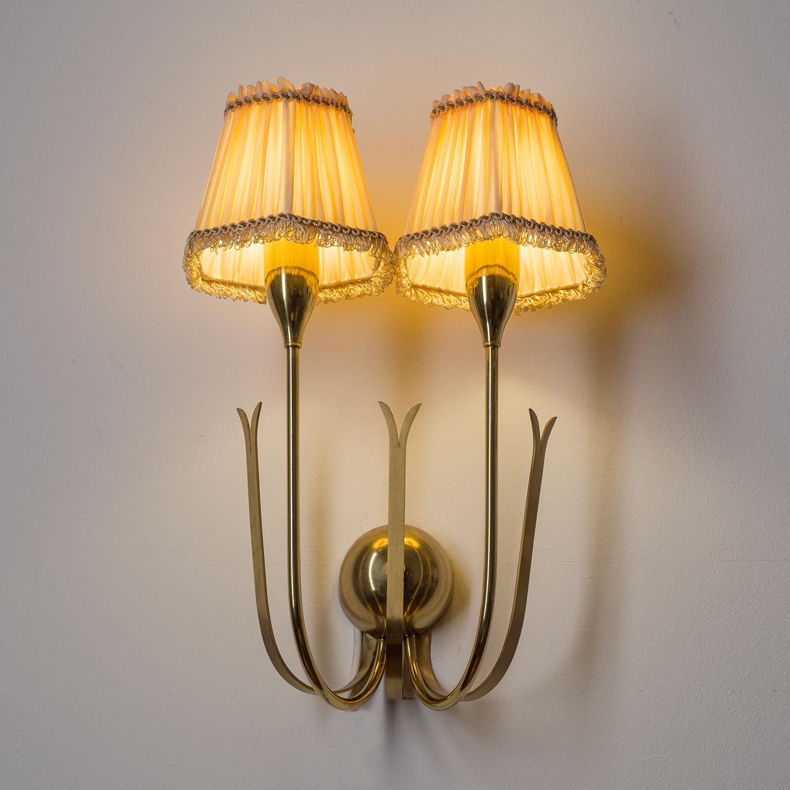 Two-Arm Brass Wall Lights, 1940s 3