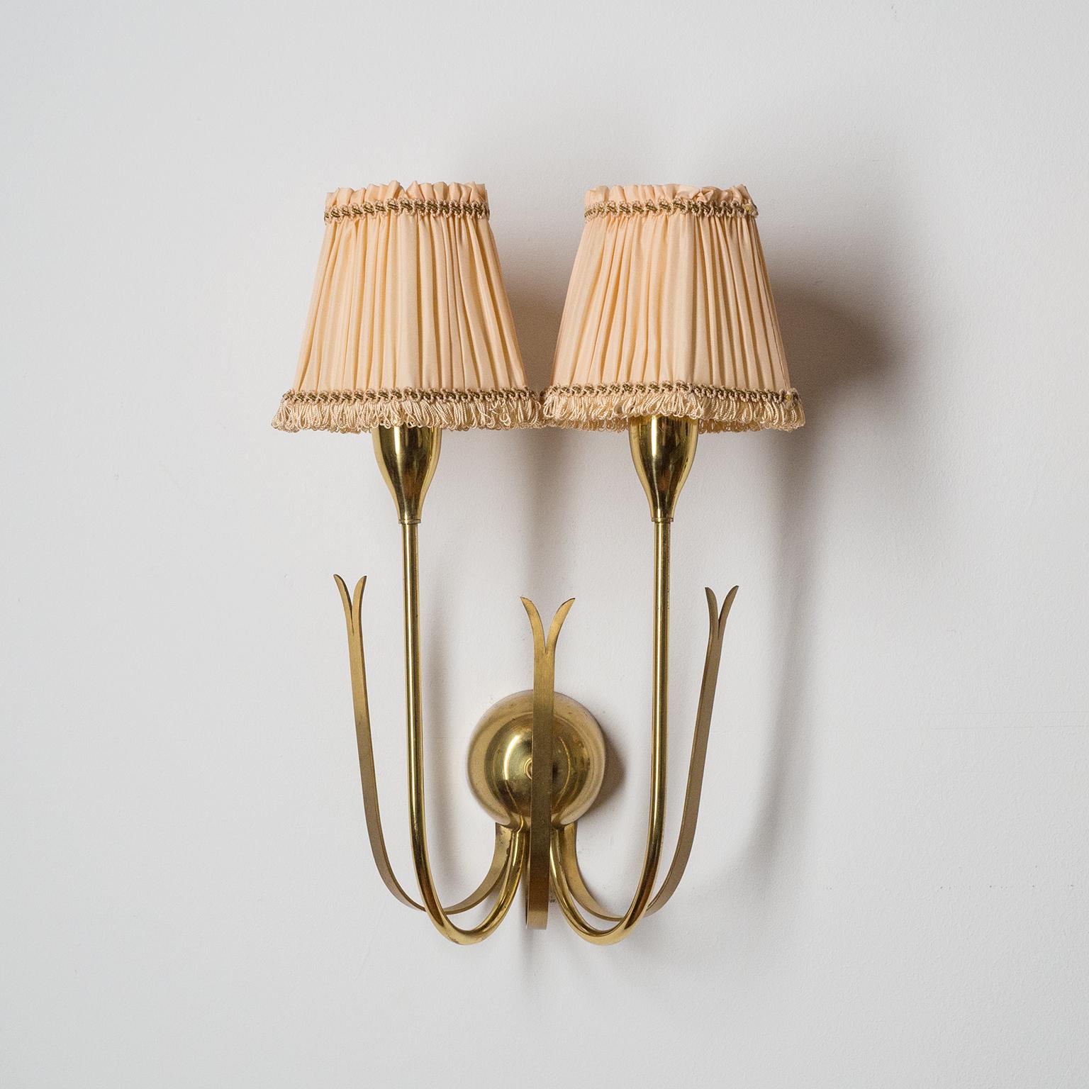 Two-Arm Brass Wall Lights, 1940s 4