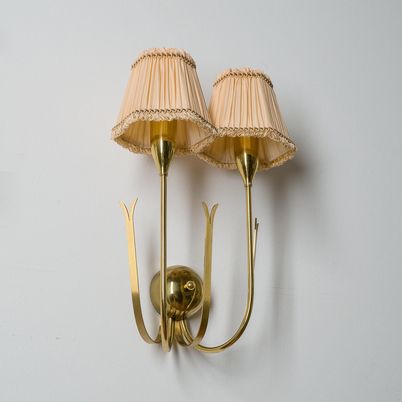 Two-Arm Brass Wall Lights, 1940s 5