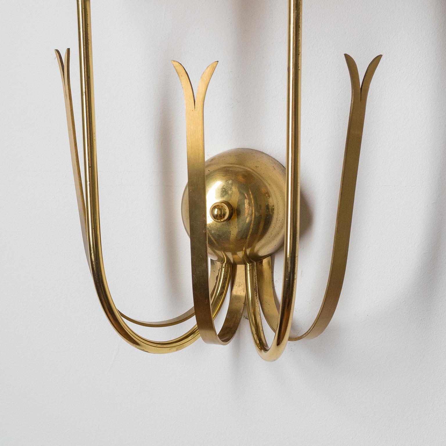 Two-Arm Brass Wall Lights, 1940s In Good Condition In Vienna, AT