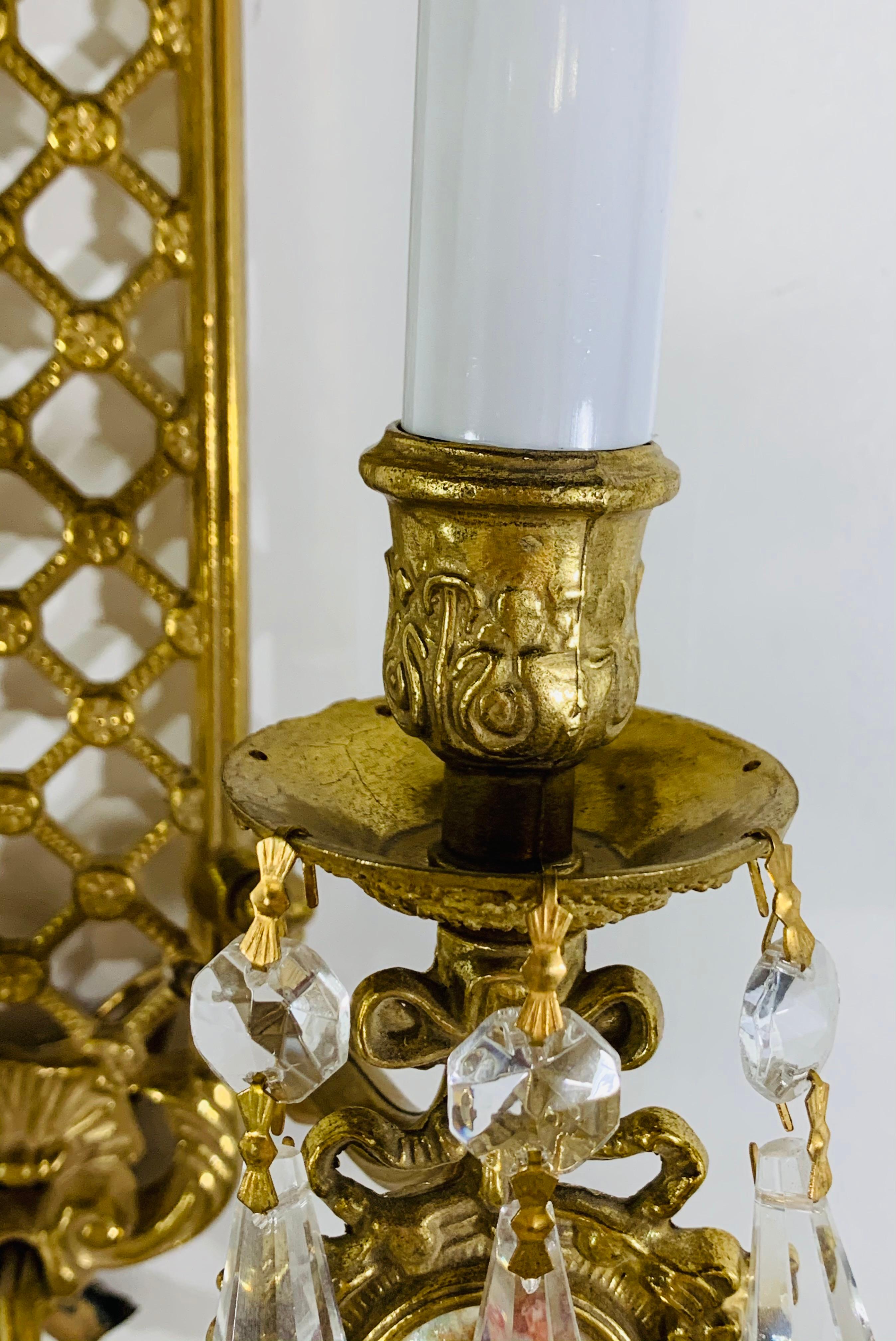 Two Arm Brass Wall Sconce in the Style of Louis XVI, a Pair 1