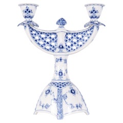 Two-Arm Candlestick, Blue Fluted Full Lace, Model 1169 by Royal Copenhagen
