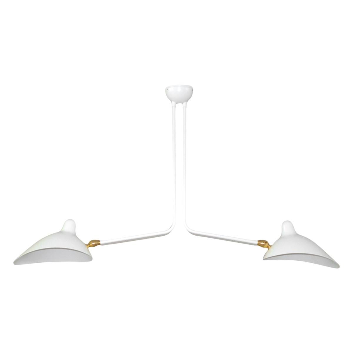 Two-Arm Ceiling Lamp by Serge Mouille in White