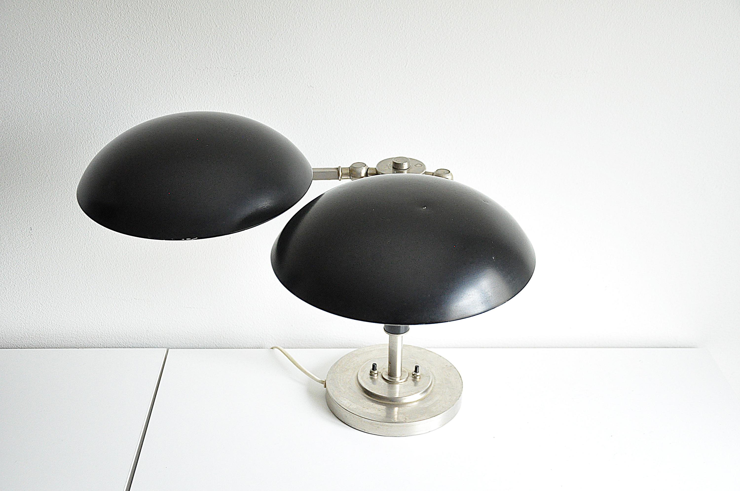Two-Arm Table Lamp with a Small Mirror, 1930s For Sale 3