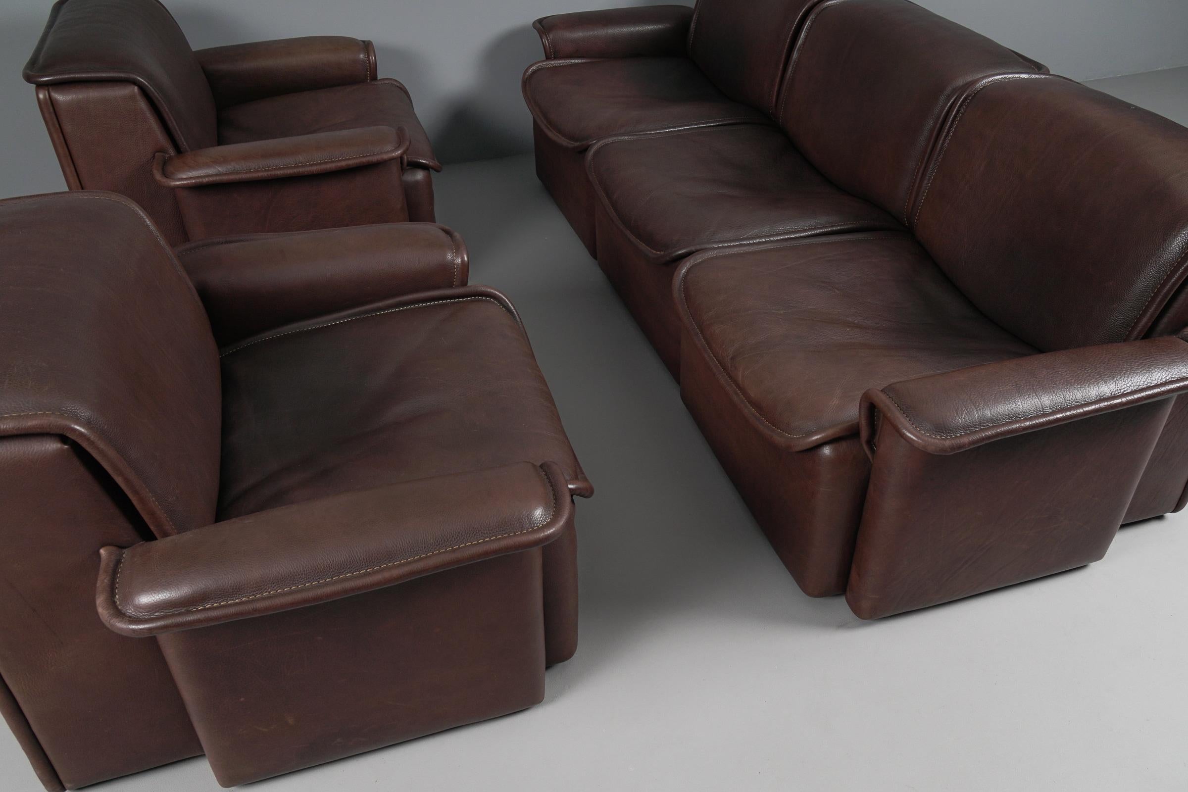 Two Armchairs by De Sede DS-12 in Brown Neck Leather, 1960s, Switzerland For Sale 9
