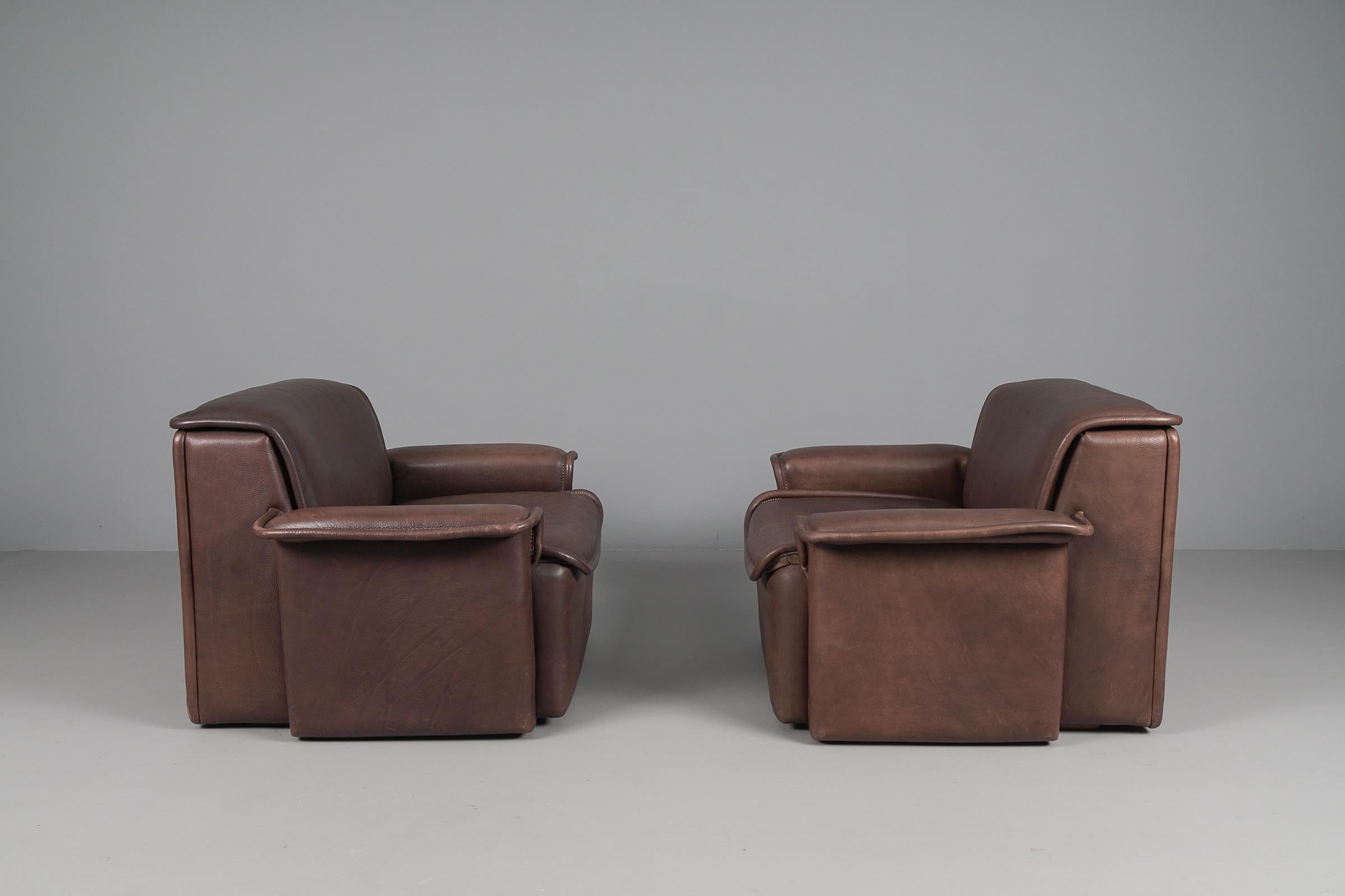 Two Armchairs by De Sede DS-12 in Brown Neck Leather, 1960s, Switzerland For Sale 13