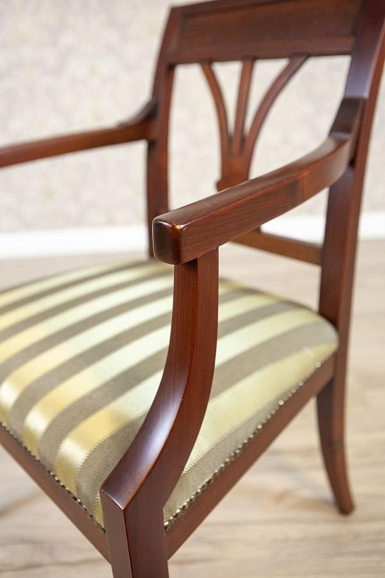 Two Armchairs Circa the 1980s/1990s of Classicizing Forms in Striped Upholstery For Sale 6