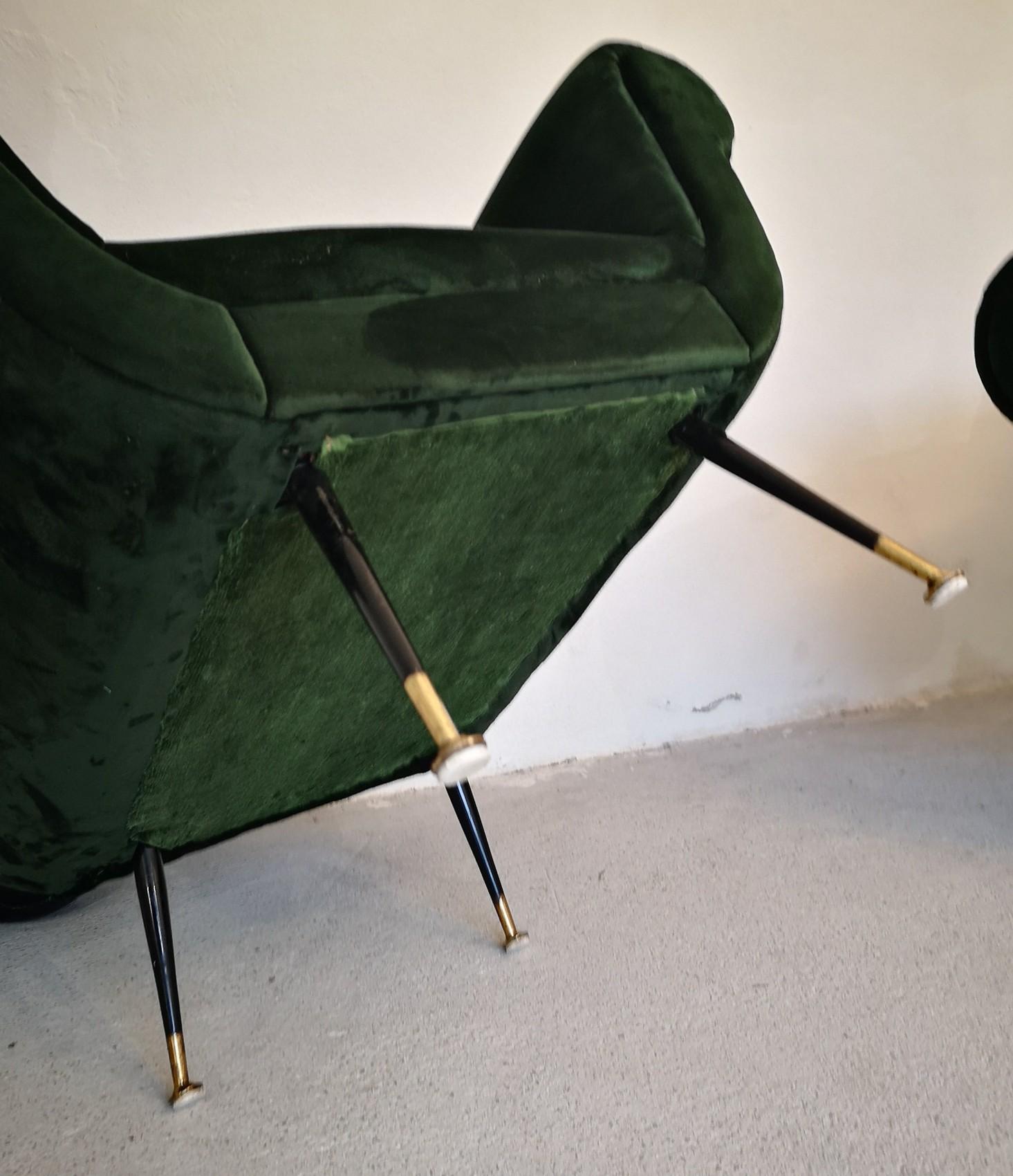 Two Armchairs Gigi Radice for Minotti Fully Restored High Pile Cotton Velvet 5