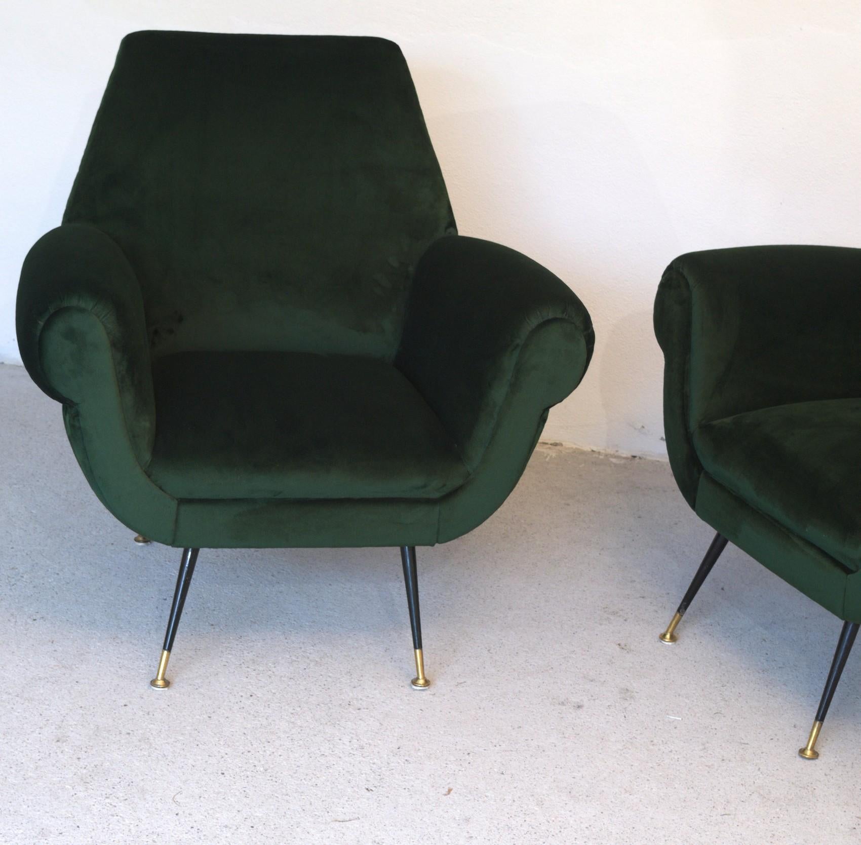 Two Armchairs Gigi Radice for Minotti Fully Restored High Pile Cotton Velvet 13