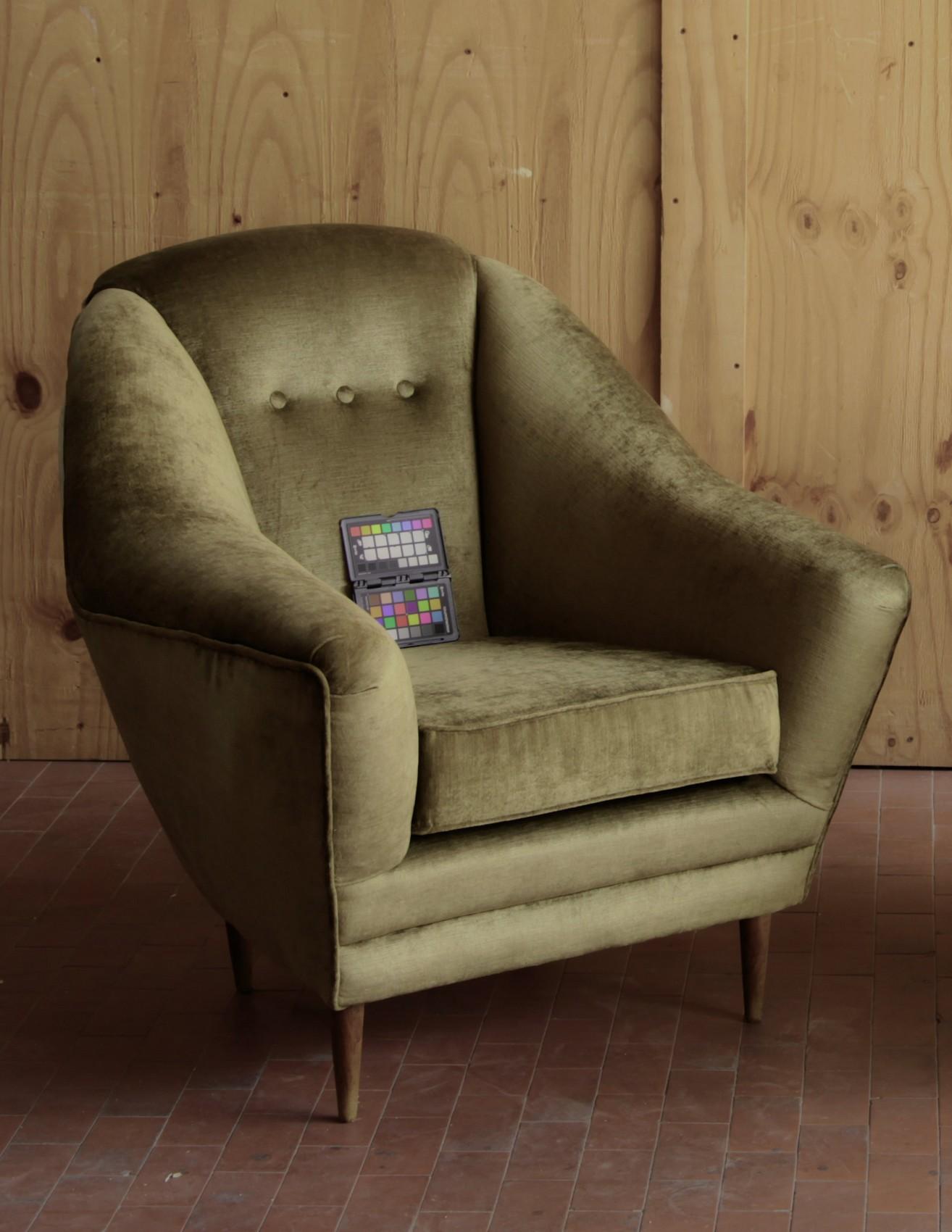 Two Armchairs, Midcentury Italian, Reupholstered Fully Padded, Cotton Velvet 14