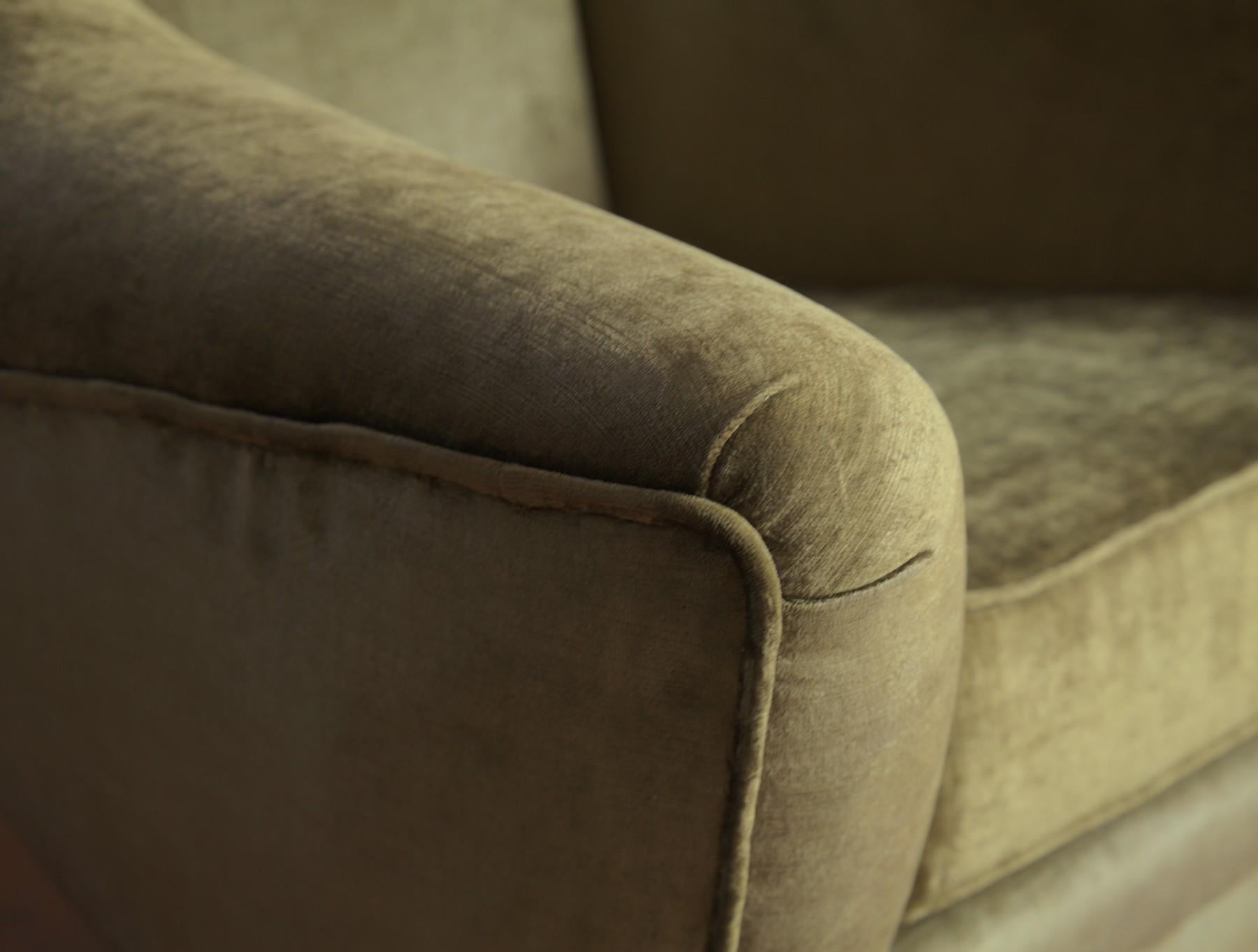 Two Armchairs, Midcentury Italian, Reupholstered Fully Padded, Cotton Velvet 15