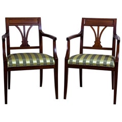 Two Armchairs of Classicizing Forms, circa 1980s-1990s
