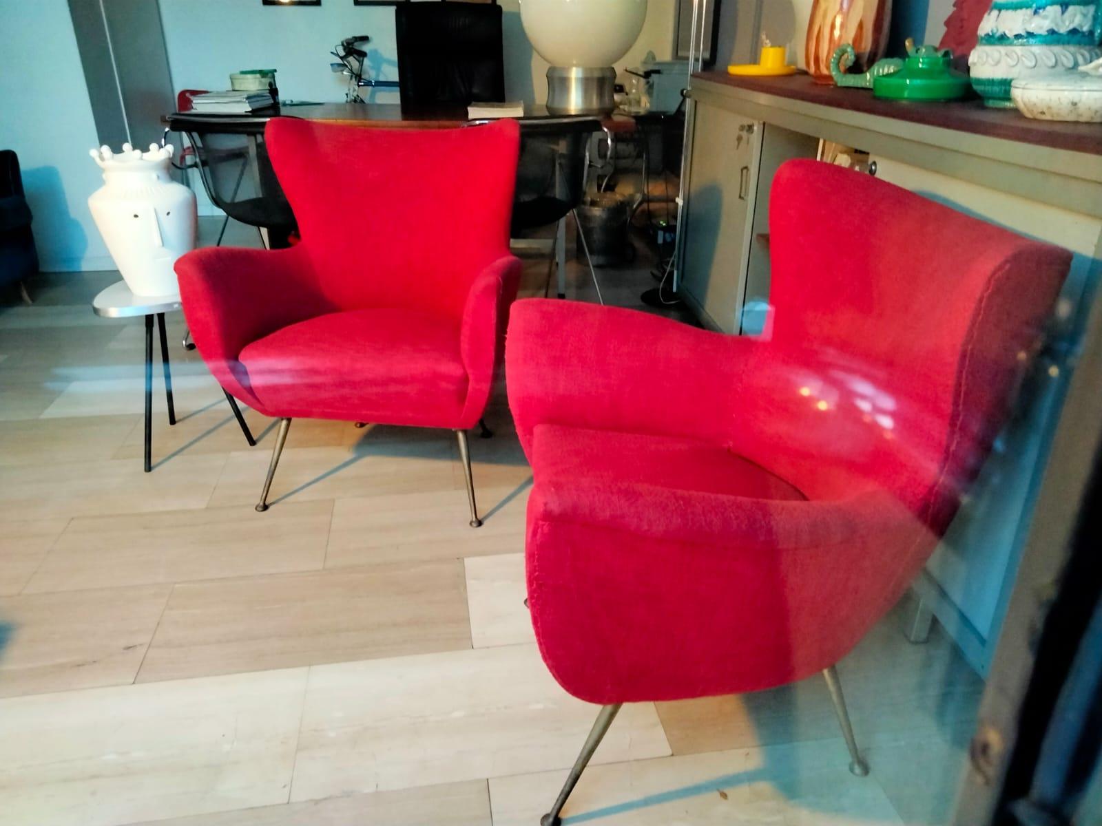 Italian Two Armchairs by Isa Bergam Mid-Century Modern For Sale