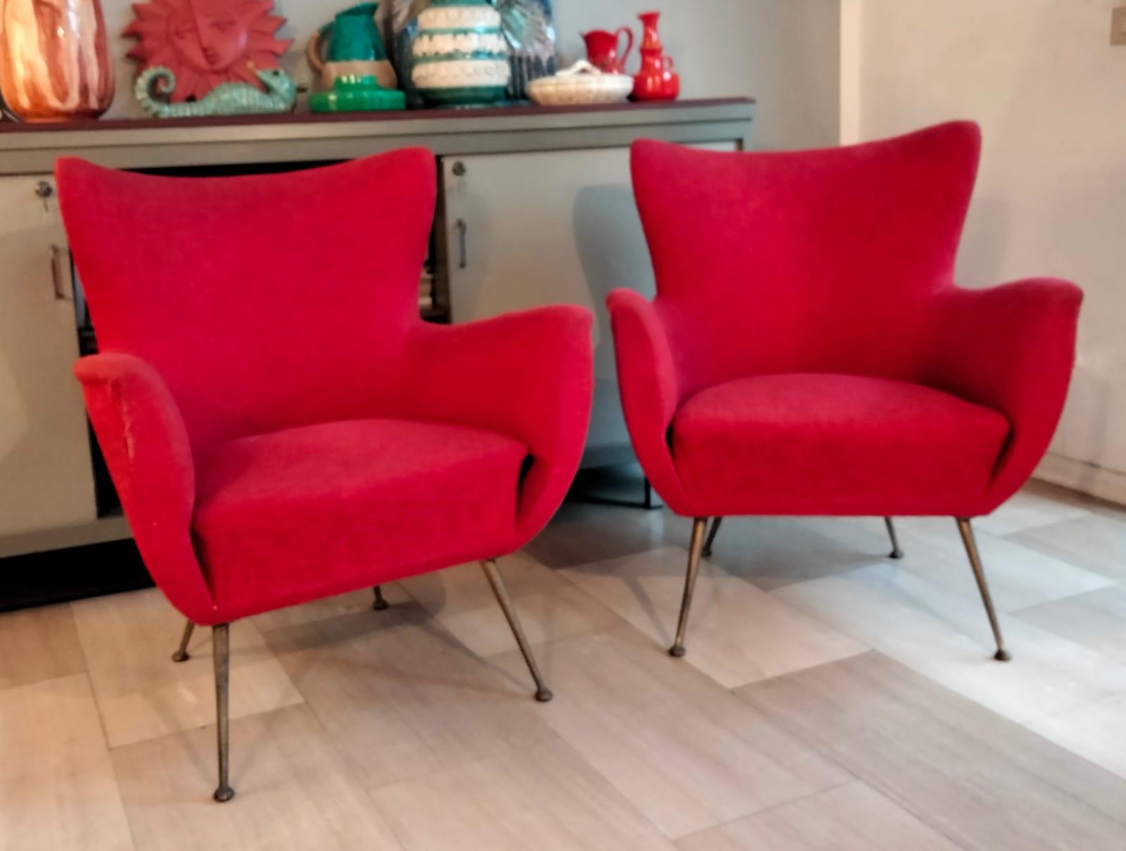 Milieu du XXe siècle Deux fauteuils Isa Bergam Mid-Century Modern en vente