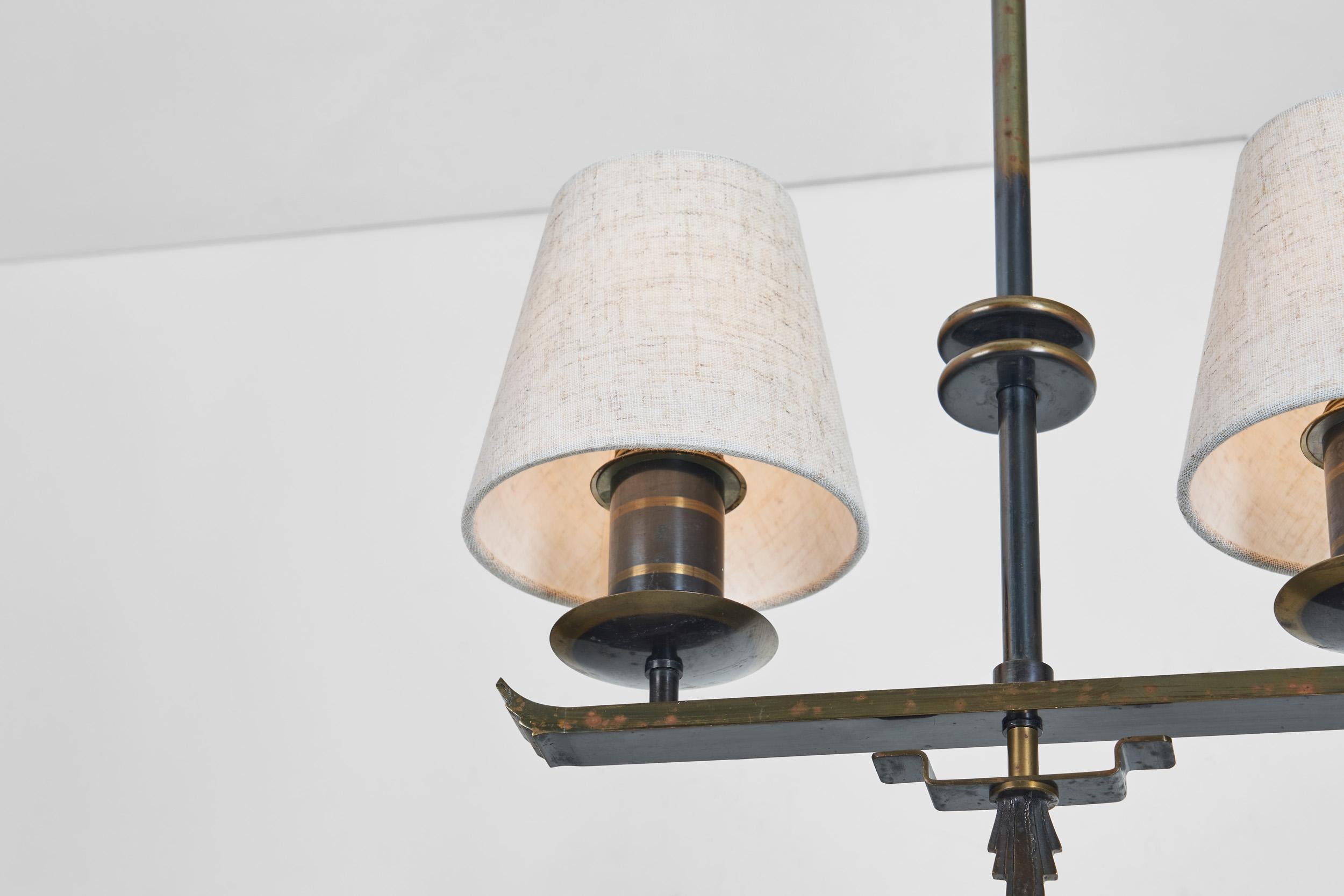 Lampada a sospensione Art Deco a due braccia di ASEA, Svezia, anni '30 in vendita 5