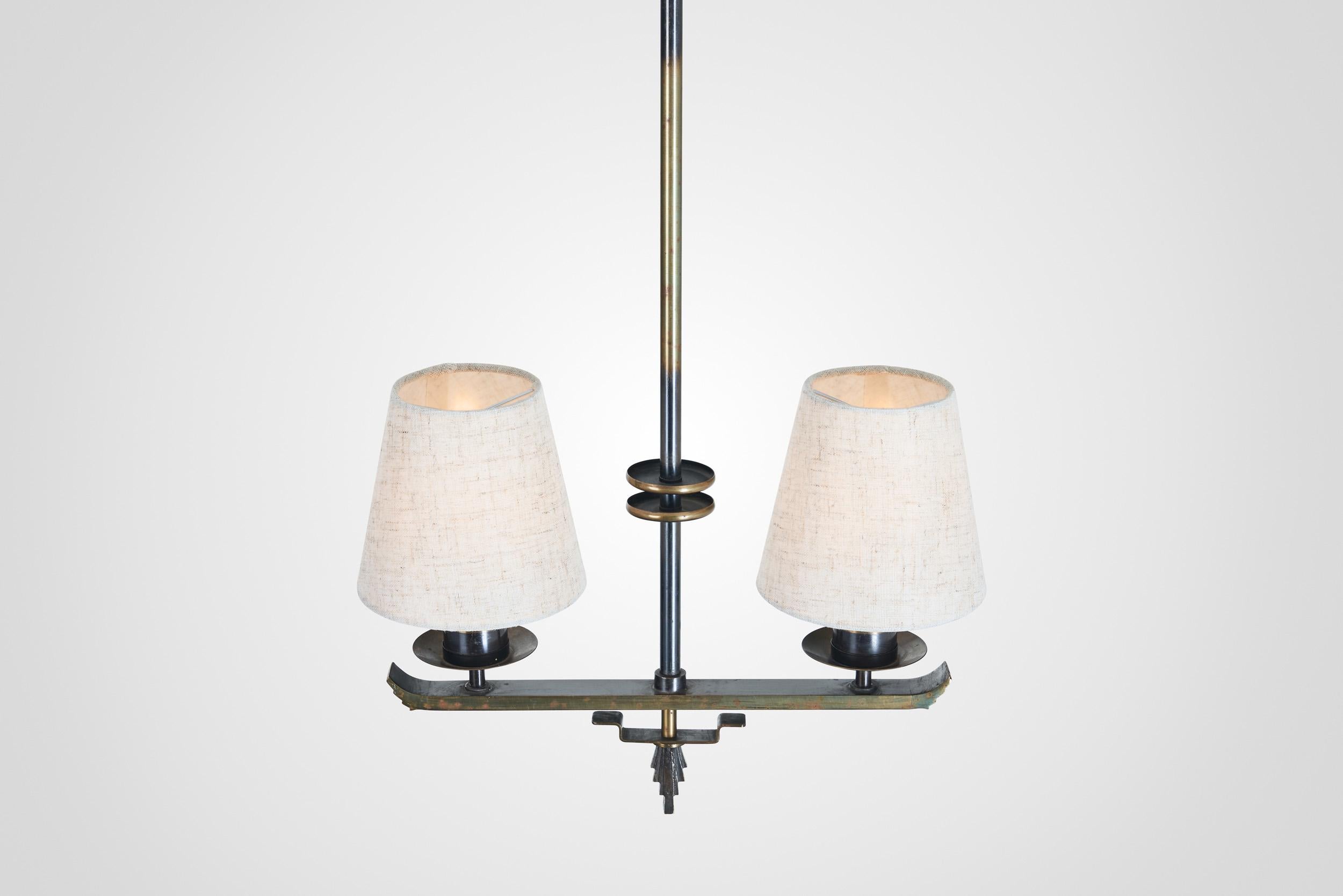 Lampada a sospensione Art Deco a due braccia di ASEA, Svezia, anni '30 in vendita 9