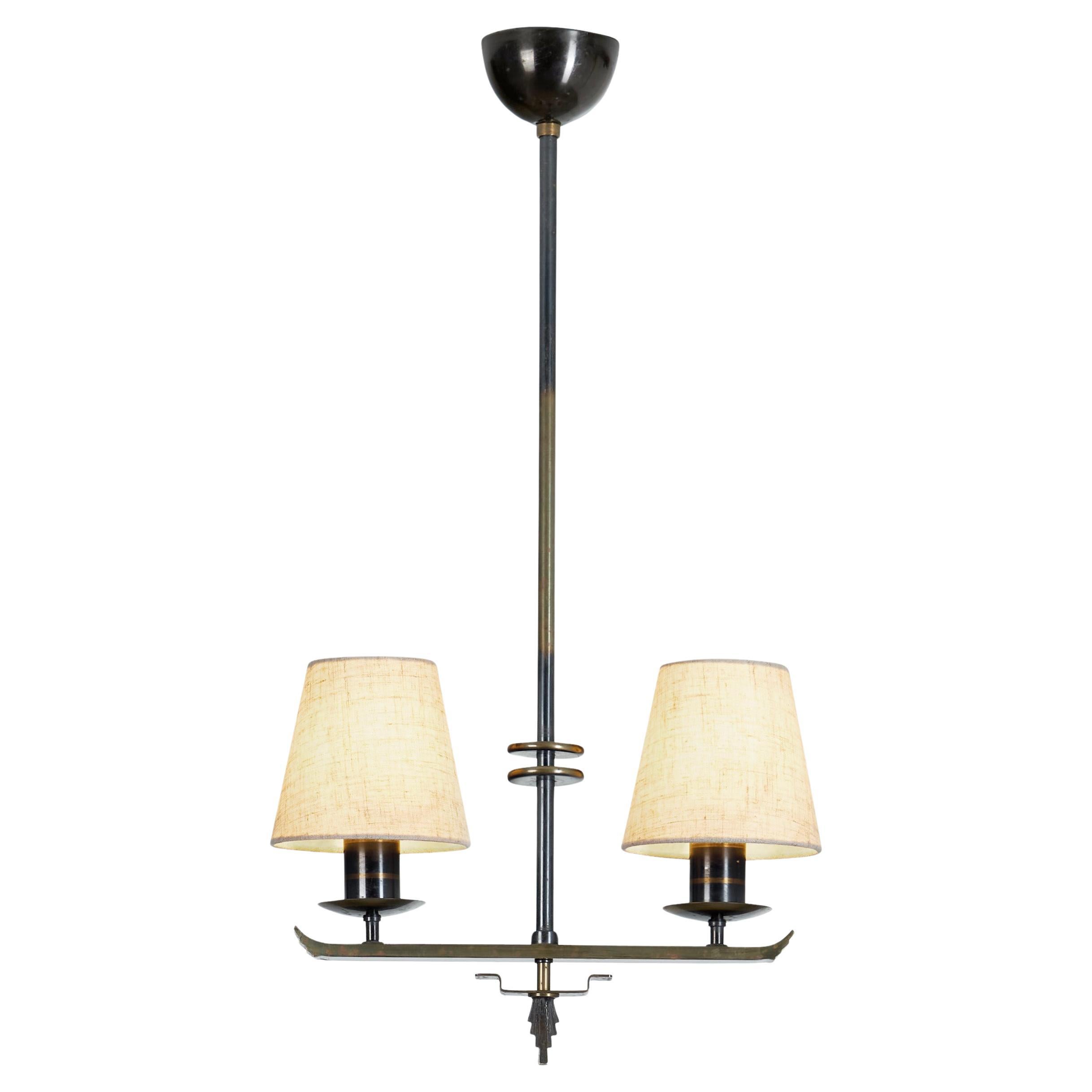 Lampada a sospensione Art Deco a due braccia di ASEA, Svezia, anni '30 in vendita