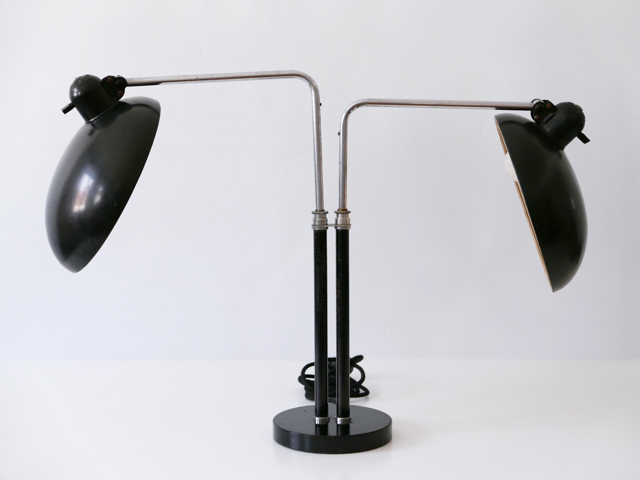 Two-Armed Bauhaus Table Lamp 6660 Super by Christian Dell for Kaiser Idell 1930s 3