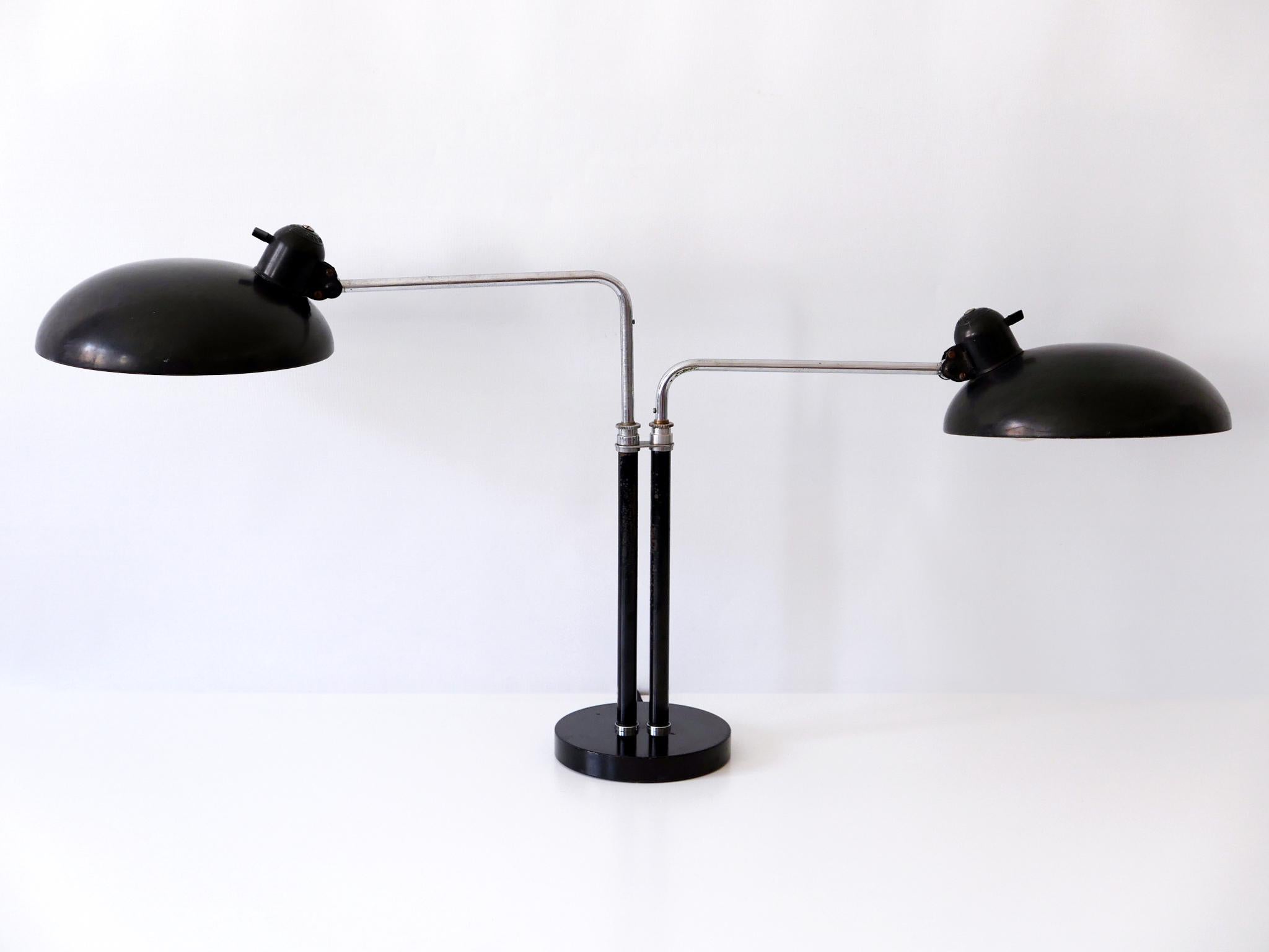 German Two-Armed Bauhaus Table Lamp 6660 Super by Christian Dell for Kaiser Idell 1930s