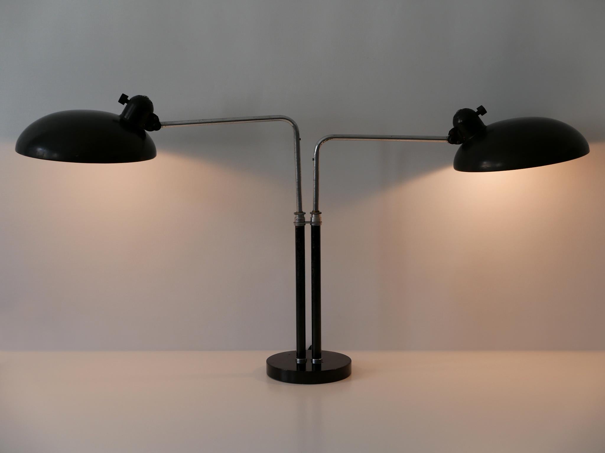 Enameled Two-Armed Bauhaus Table Lamp 6660 Super by Christian Dell for Kaiser Idell 1930s