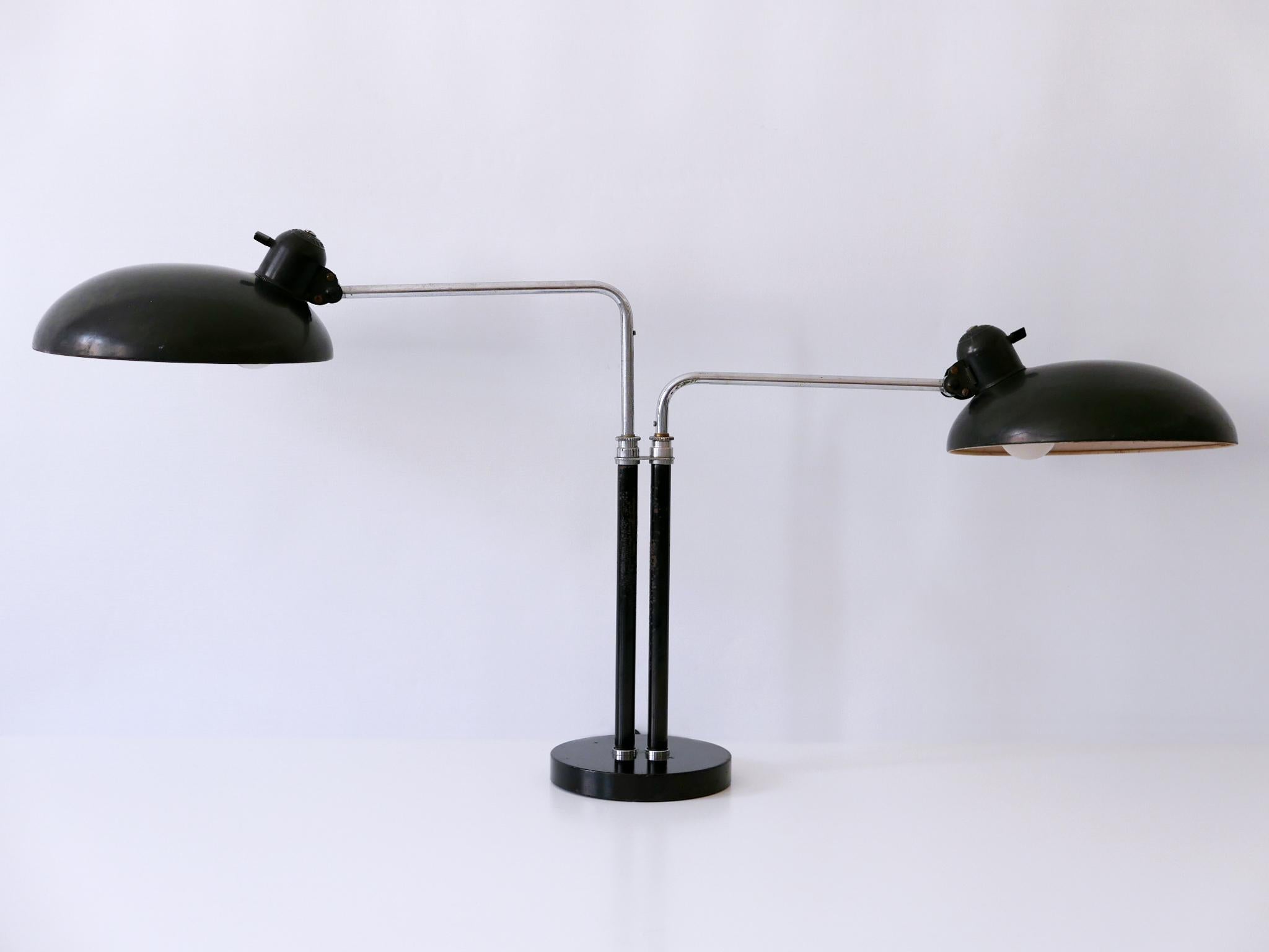 Two-Armed Bauhaus Table Lamp 6660 Super by Christian Dell for Kaiser Idell 1930s In Good Condition In Munich, DE