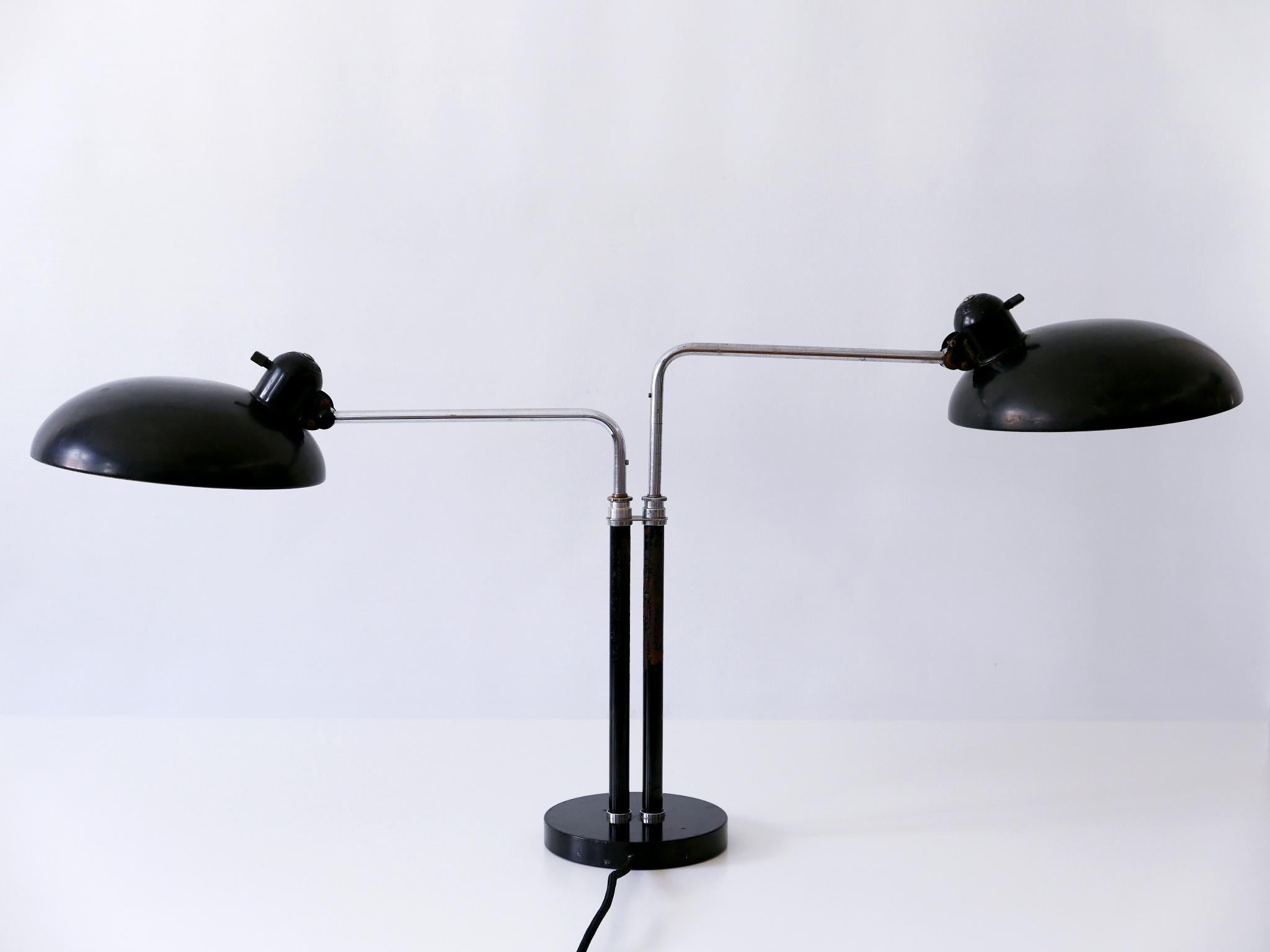 Brass Two-Armed Bauhaus Table Lamp 6660 Super by Christian Dell for Kaiser Idell 1930s